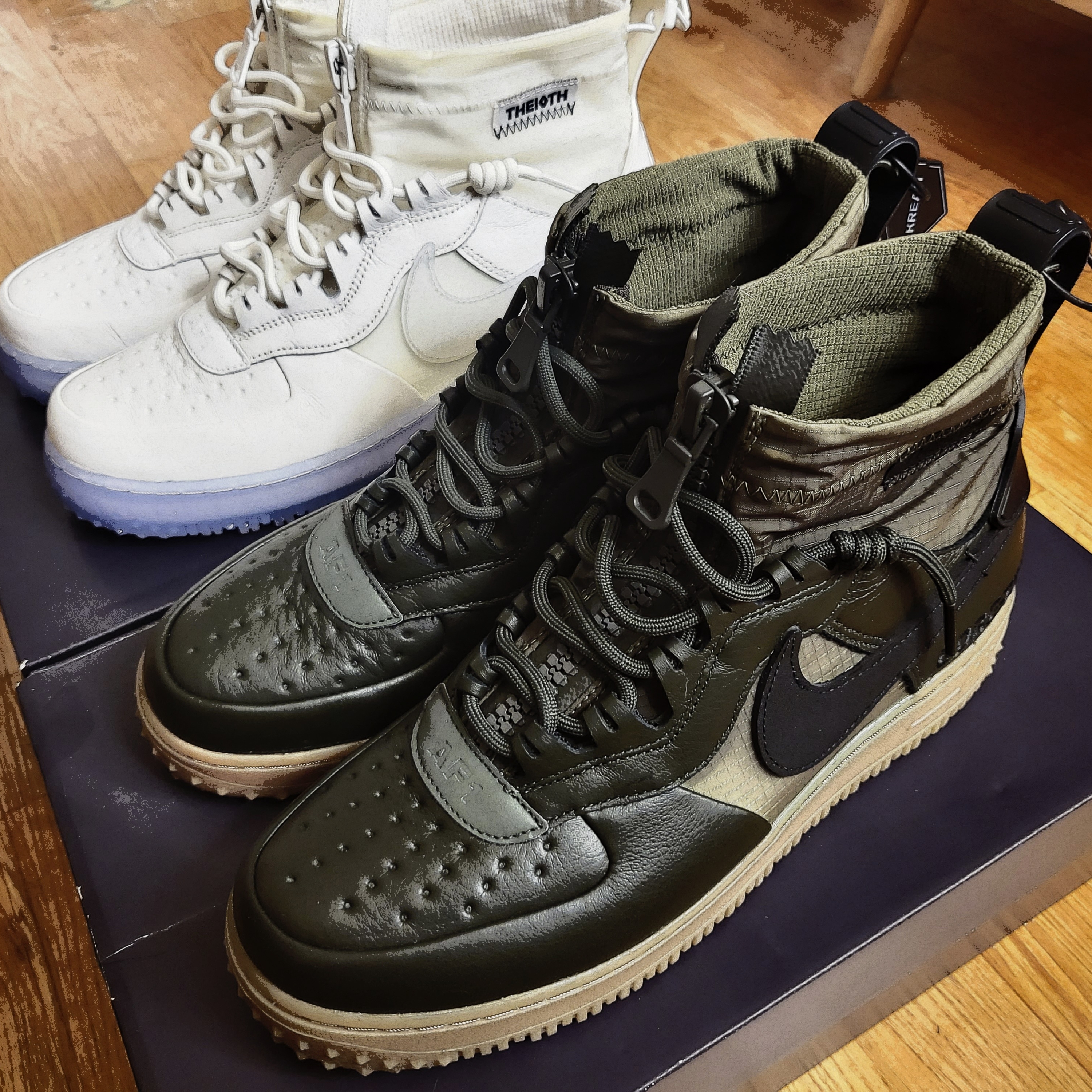 Nike Air Force 1 Gore-Tex High Phantom White, Nike Air Force 1 Winter Gore-Tex Olive 착용 스타일 - 2