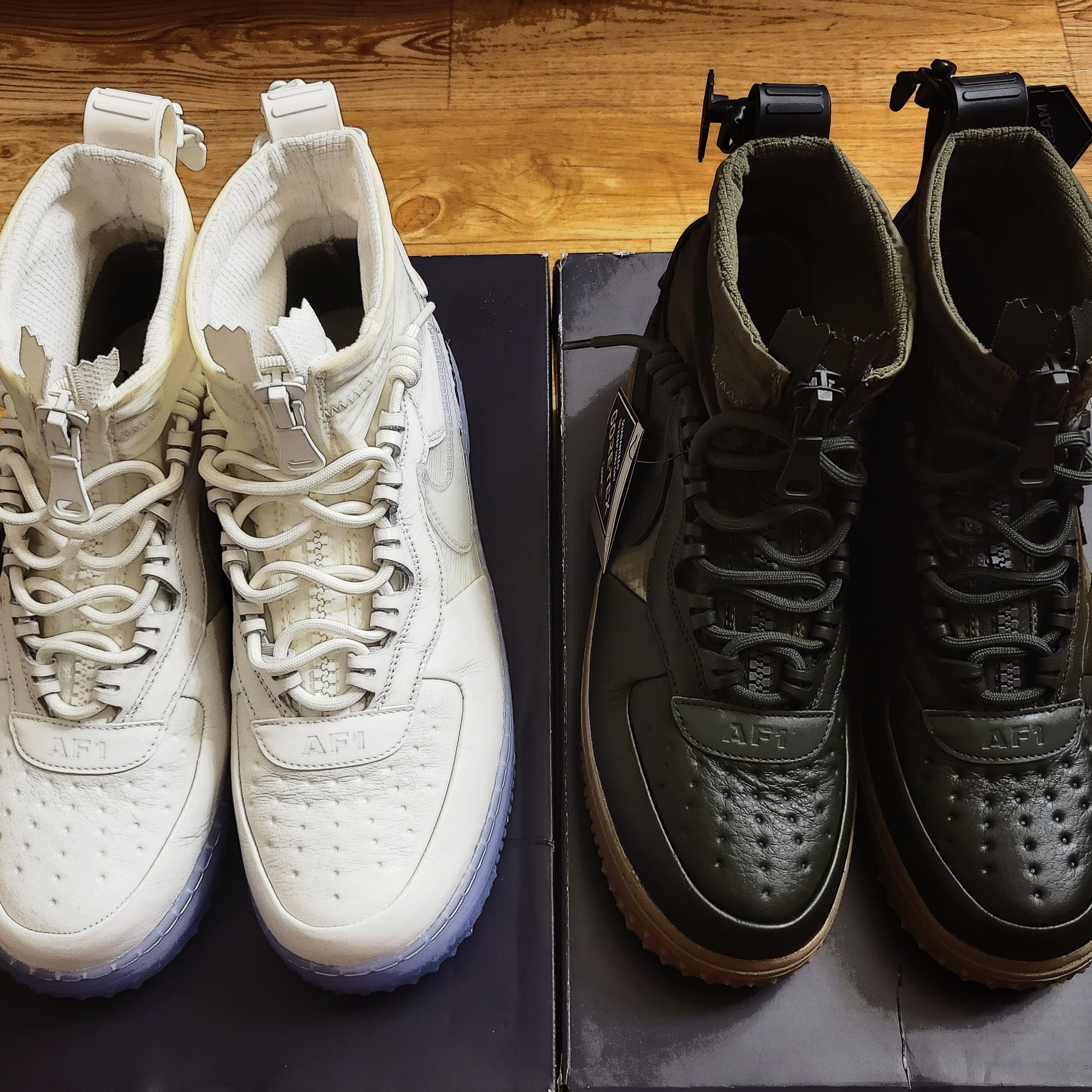 Nike Air Force 1 Gore-Tex High Phantom White, Nike Air Force 1 Winter Gore-Tex Olive 착용 스타일 - 3