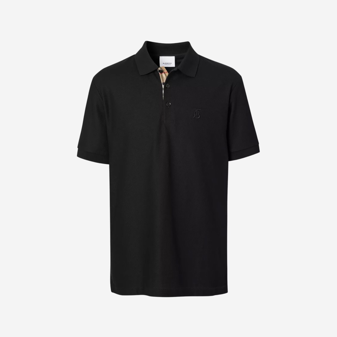 Burberry Monogram Motif Cotton Pique Polo Shirt Black 상세 이미지 1