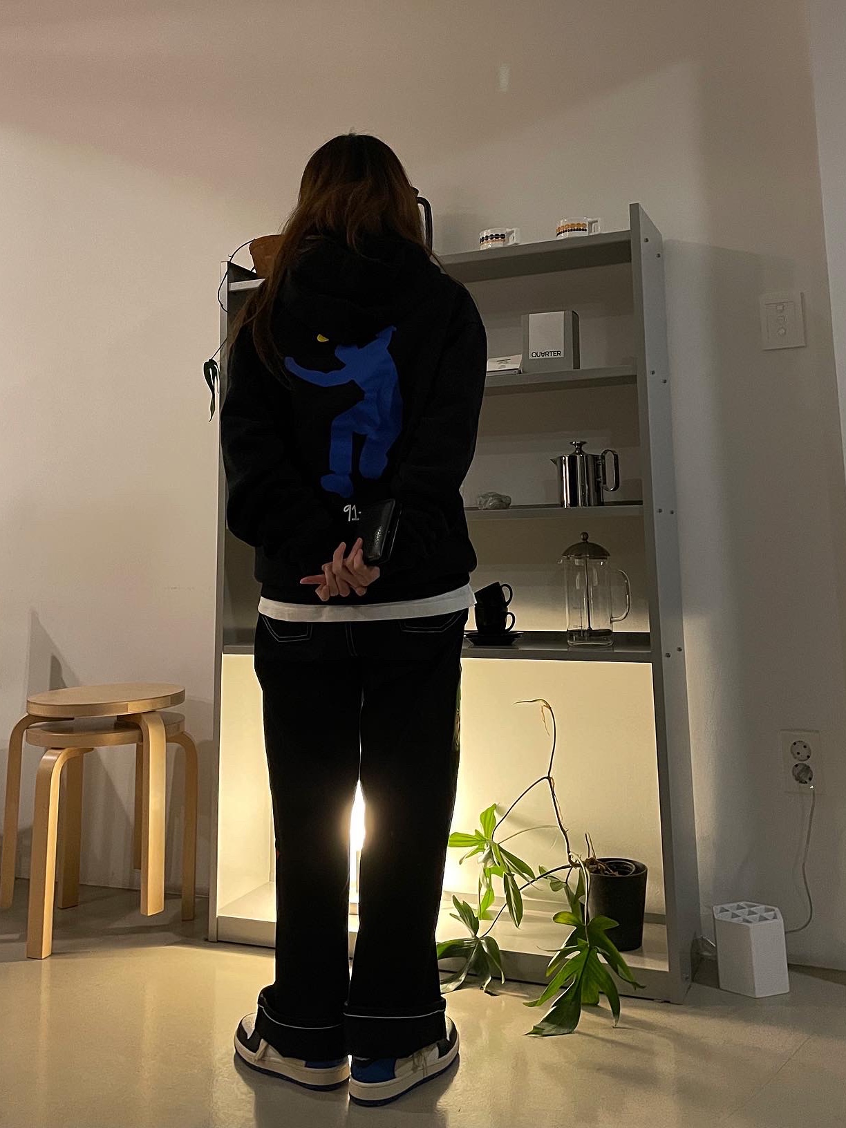 Stussy x Union Hoodie Black, Palace Handbag Baggies Jean Black - 21SS 착용 스타일 - 3