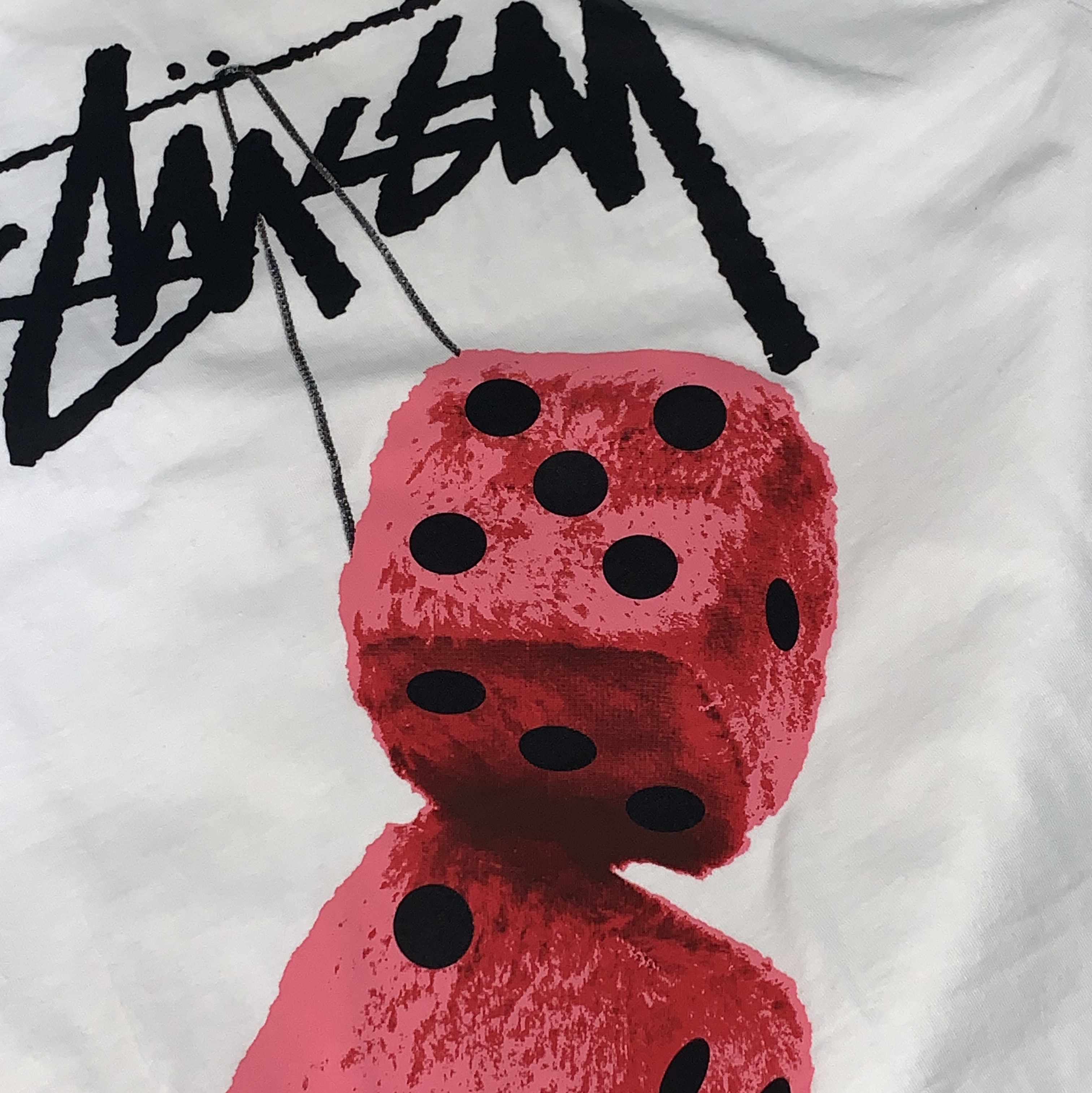 Stussy Fuzzy Dice T-Shirt White 착용 스타일
