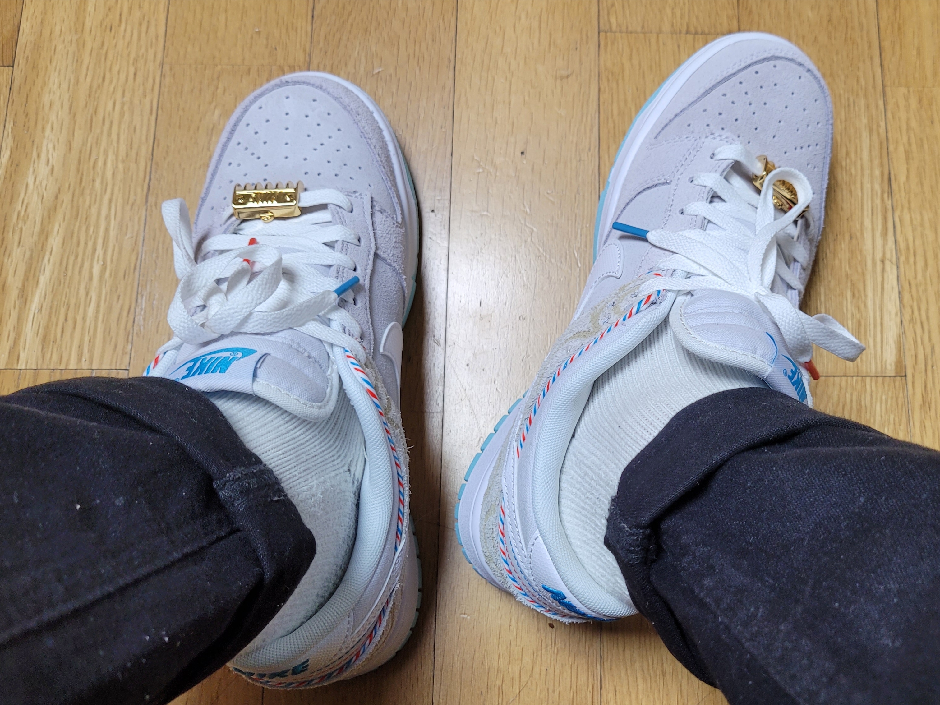 Nike Dunk Low Retro SE Barber Shop Grey 착용 스타일 - 2