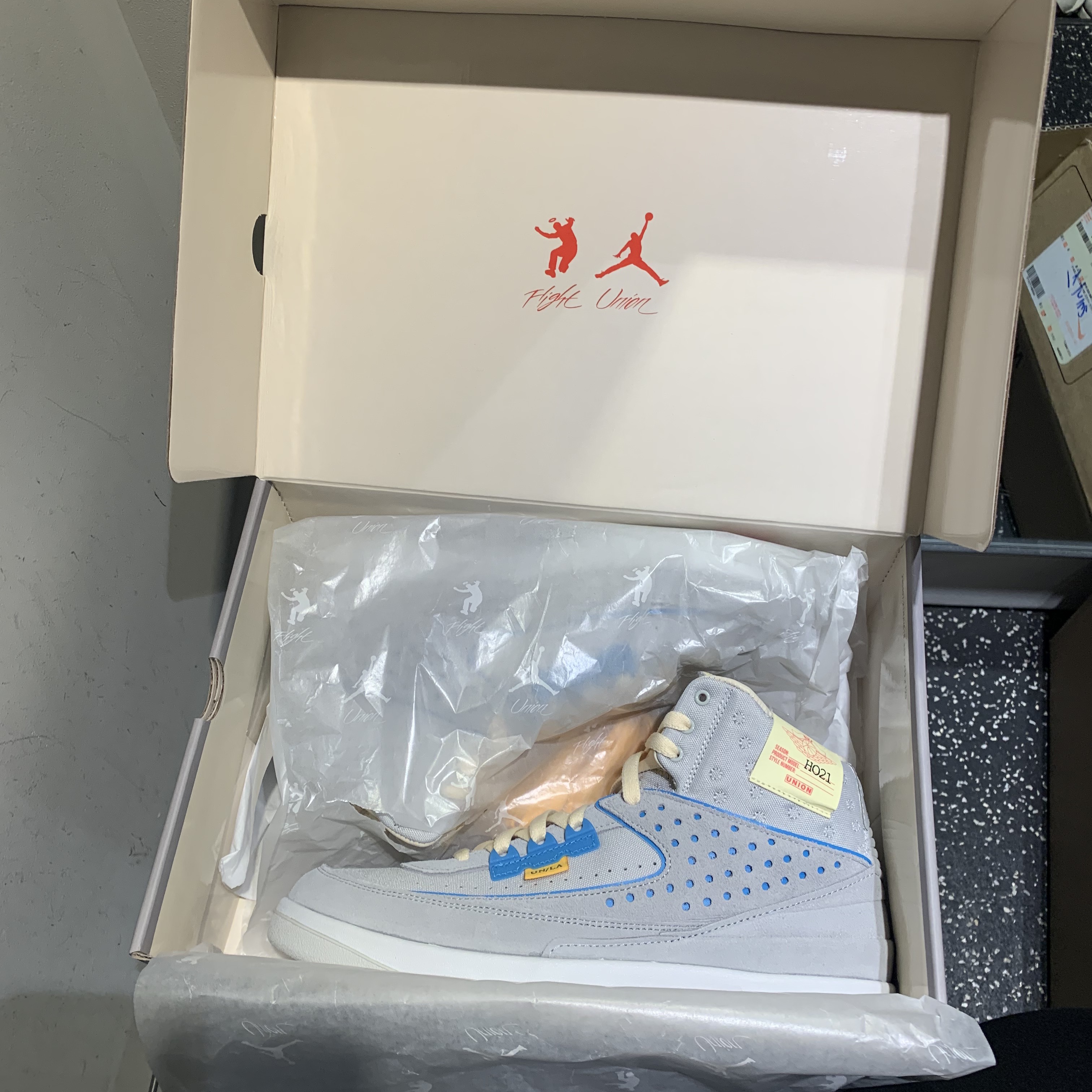 Jordan 2 x Union Retro SP Grey Fog, Jordan x Union Fleece Crew White Onyx - Asia 착용 스타일 - 4