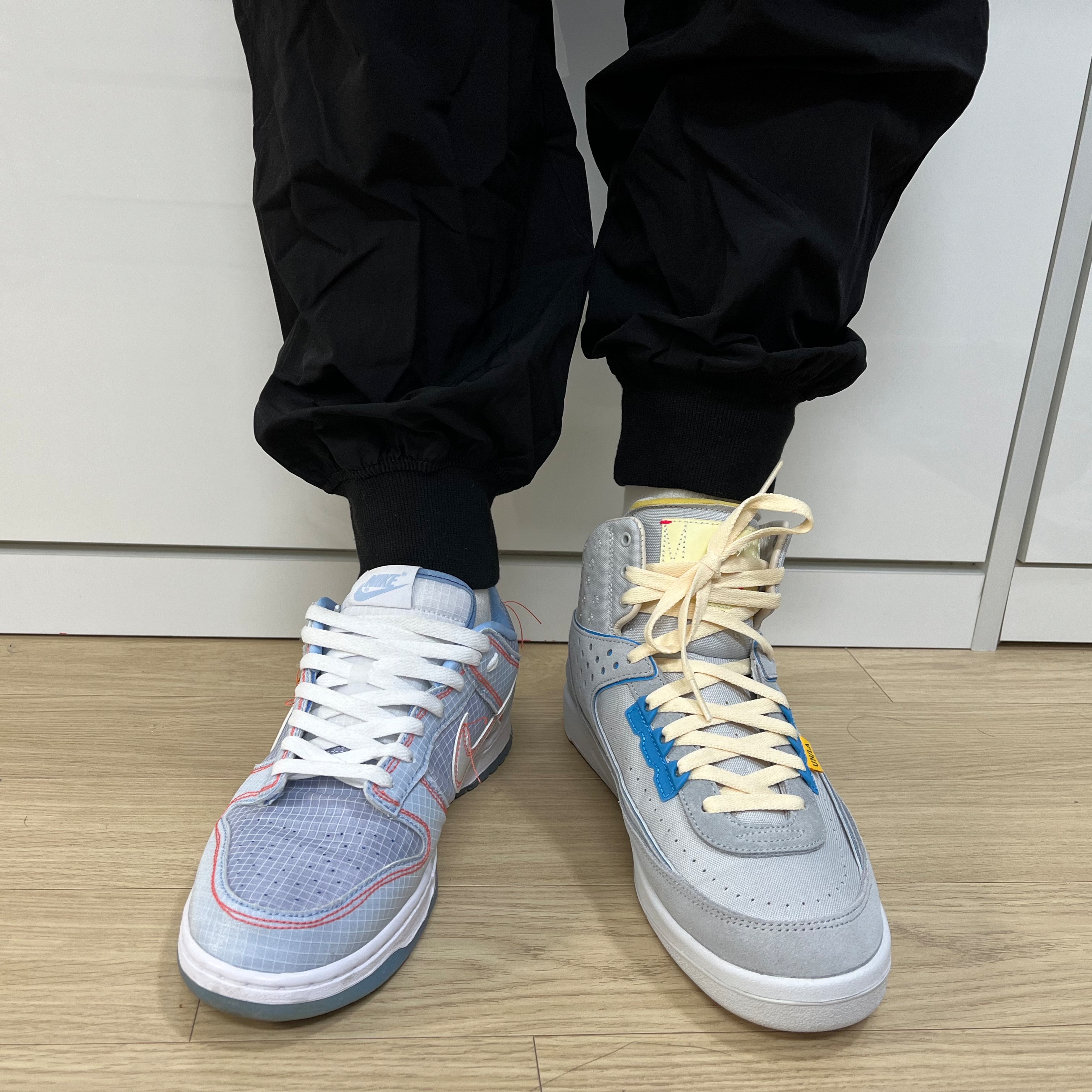 Jordan 2 x Union Retro SP Grey Fog, Nike x Union Dunk Low Passport Pack Argon 착용 스타일