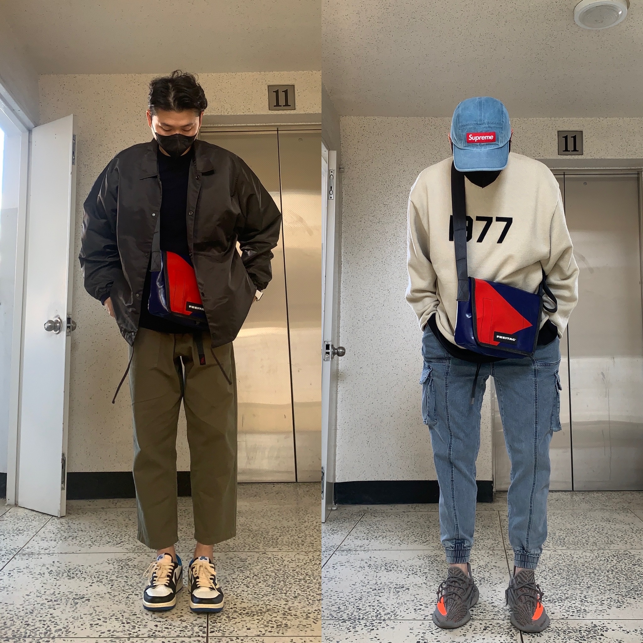 Essentials Coaches Jacket Iron - 22SS, Jordan 1 x Travis Scott x Fragment Retro Low OG SP Military Blue 착용 스타일