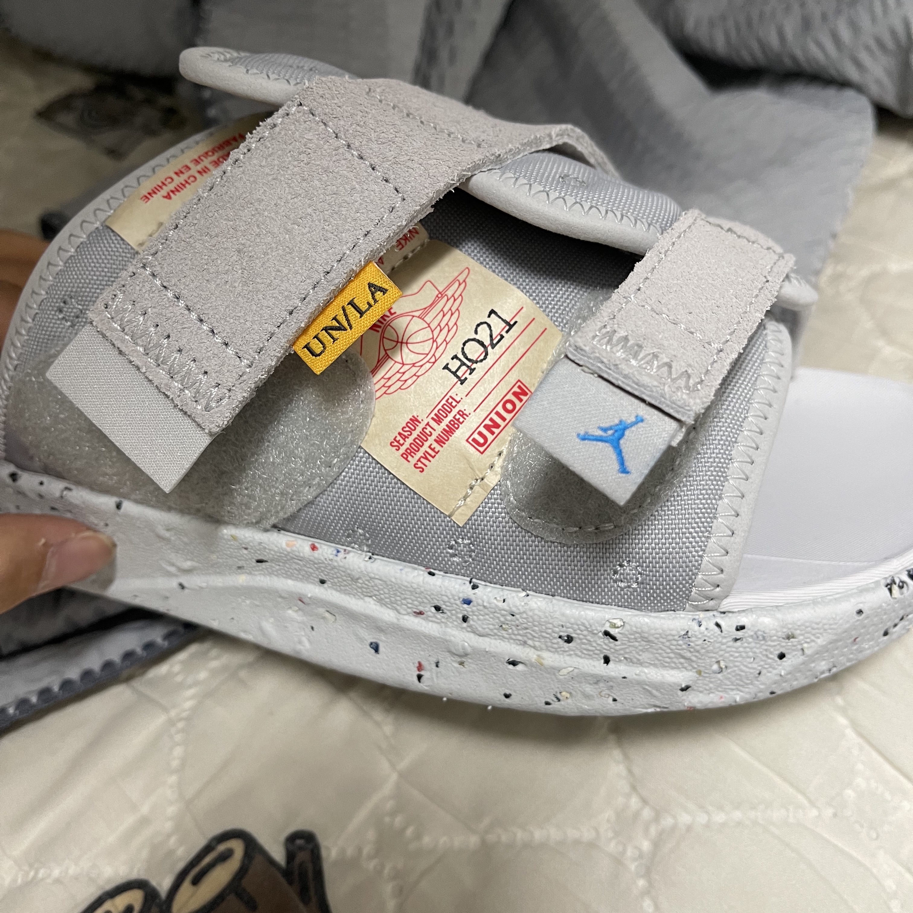 Jordan x Union Crater Slide SP Grey Fog 착용 스타일