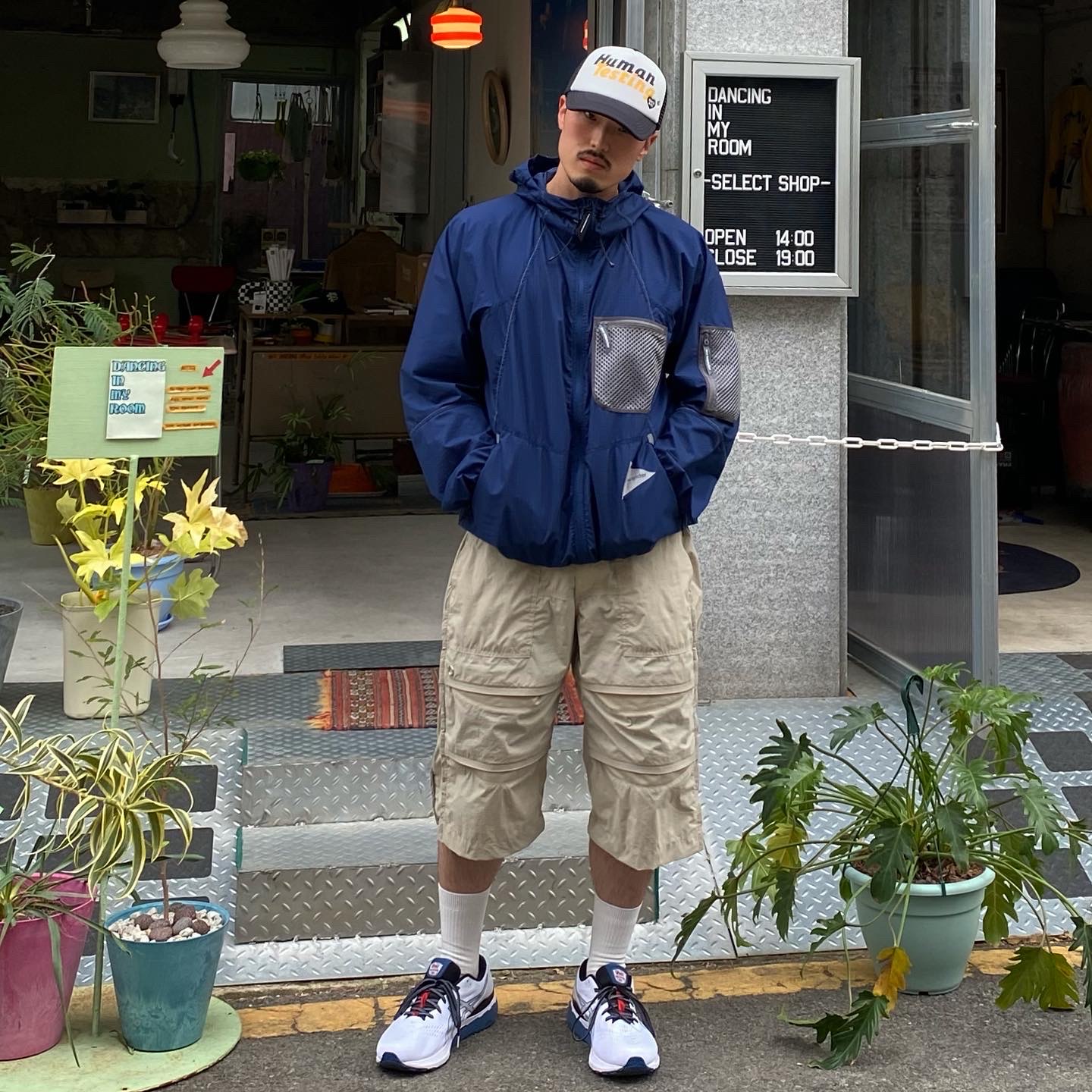 Human Made x A$AP Rocky Human Testing Mesh Cap Black White 착용 스타일 - 1