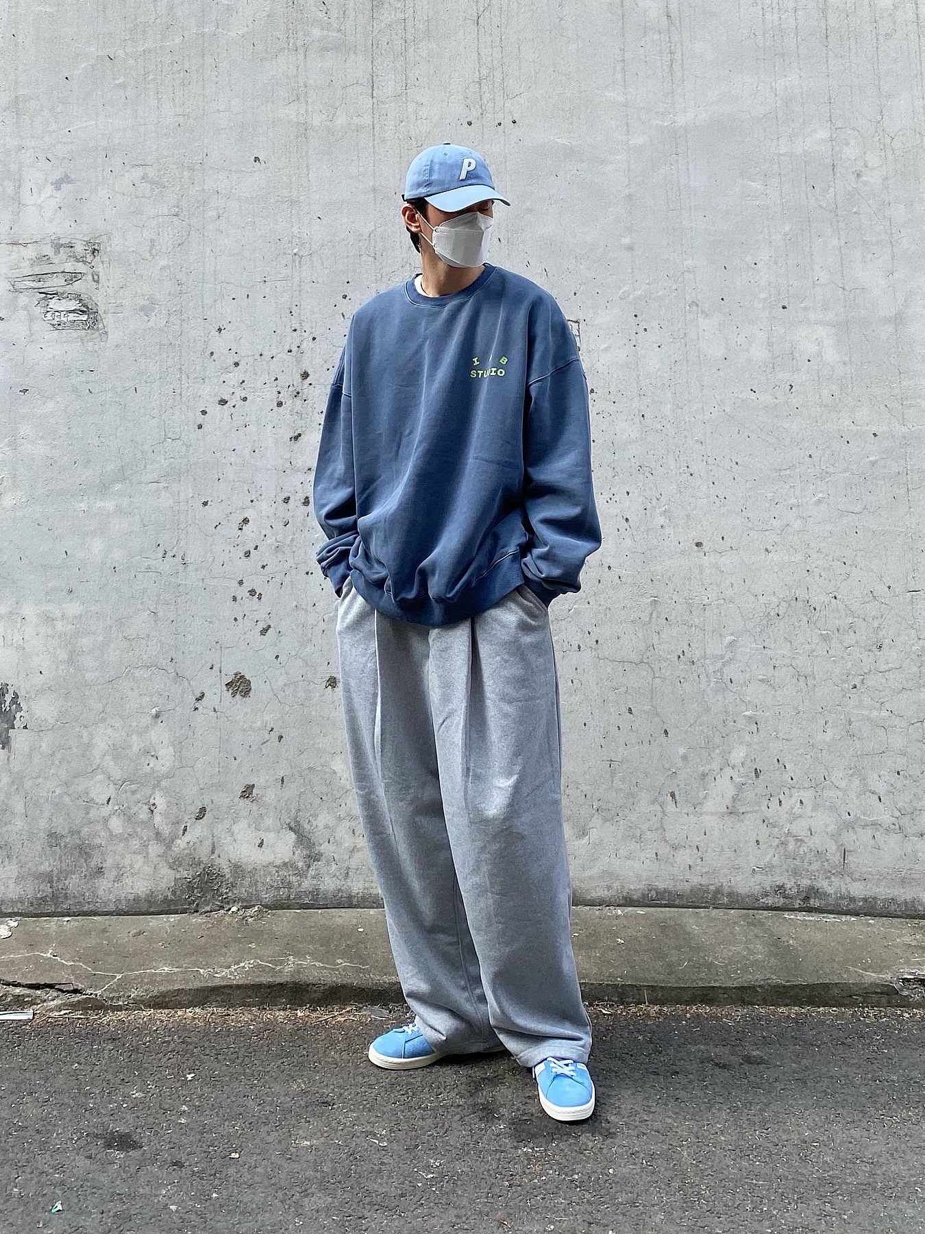 Adidas x Human Made Campus Light Blue, Palace Washed Twill P 6-Panel Light Blue - 22SS 착용 스타일 - 2