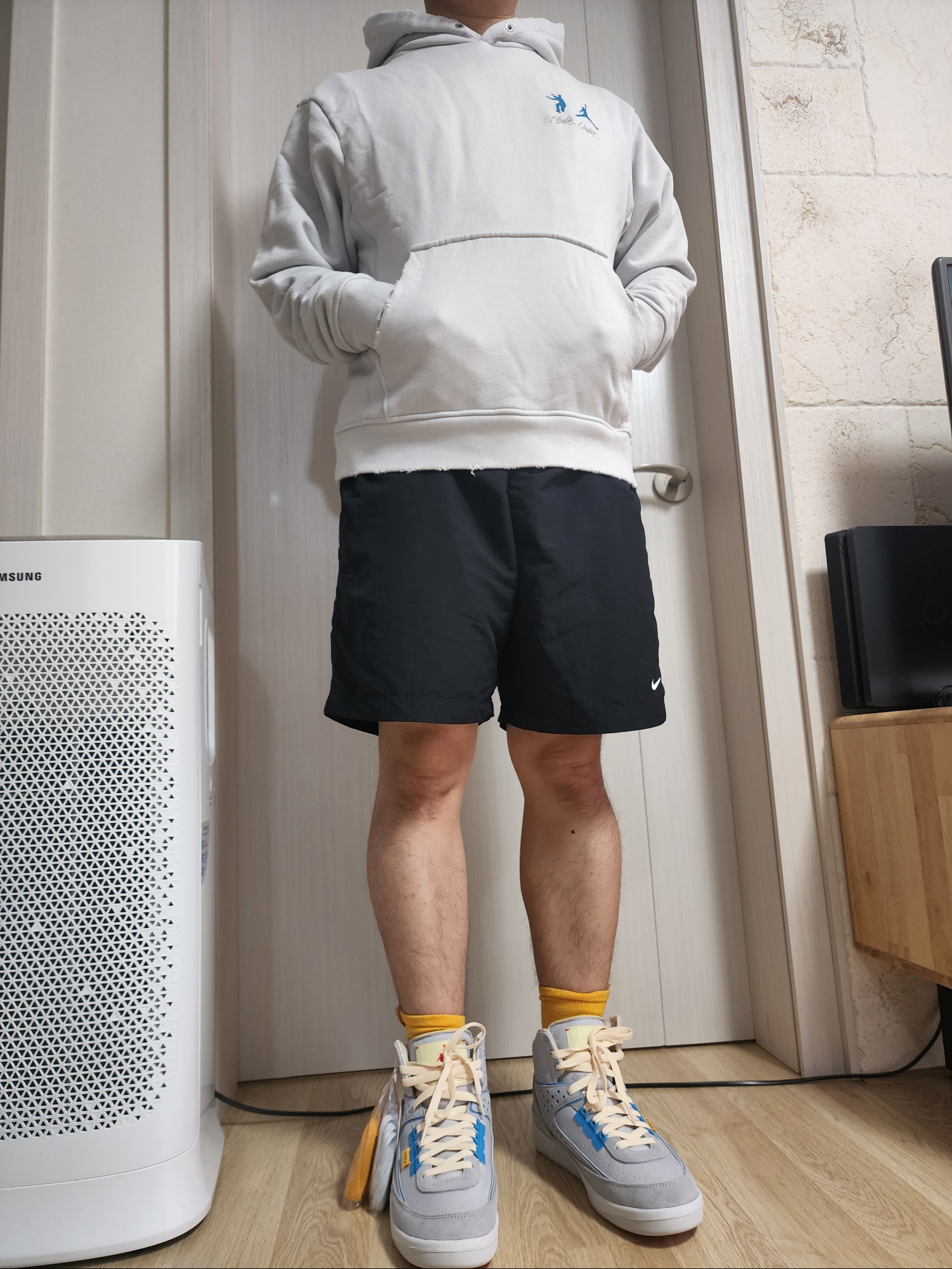 Jordan 2 x Union Retro SP Grey Fog, Jordan x Union Fleece Hoodie Photon Dust - Asia 착용 스타일 - 1