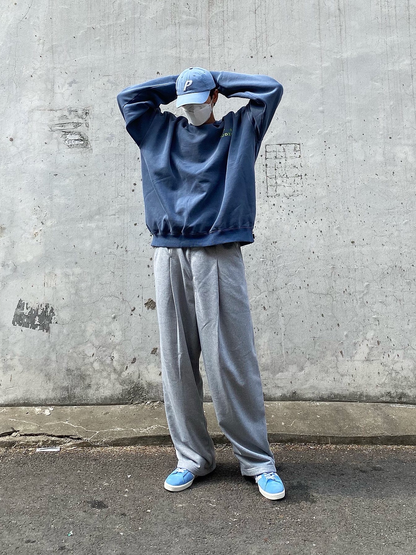 Adidas x Human Made Campus Light Blue, Palace Washed Twill P 6-Panel Light Blue - 22SS 착용 스타일 - 1