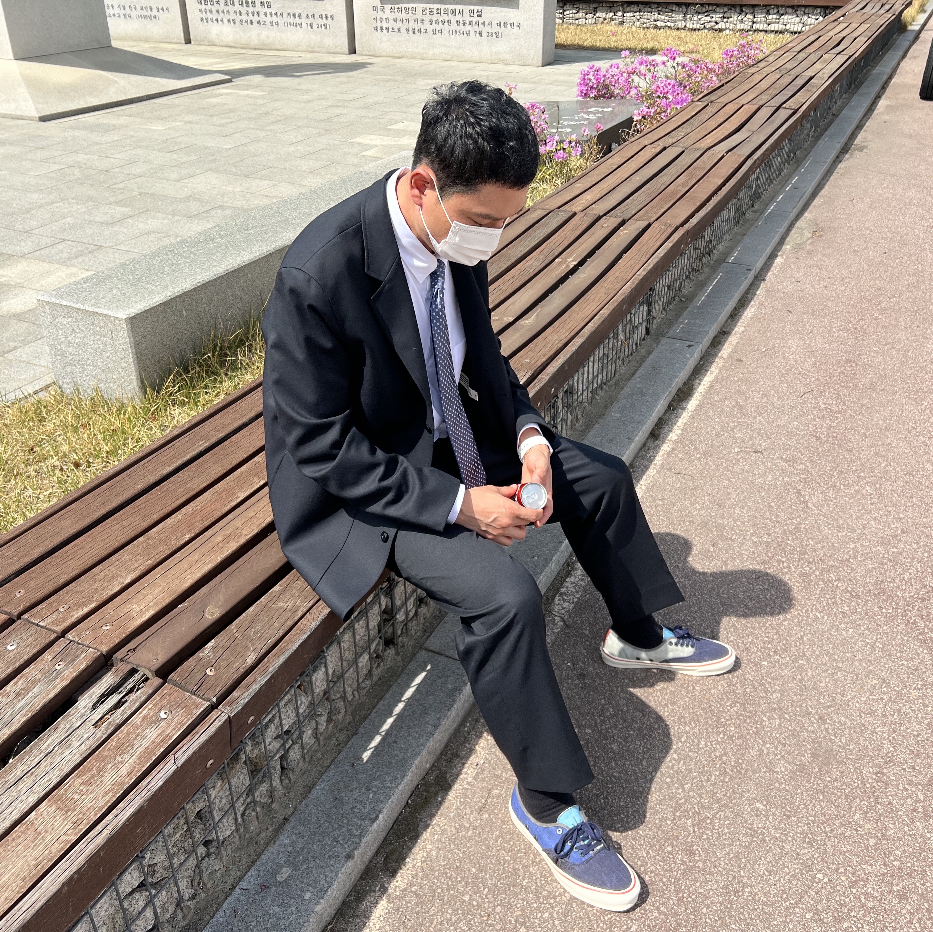 Vans Vault x Nigel Cabourn OG Authentic LX Crazy Navy Mix 착용 스타일 - 1