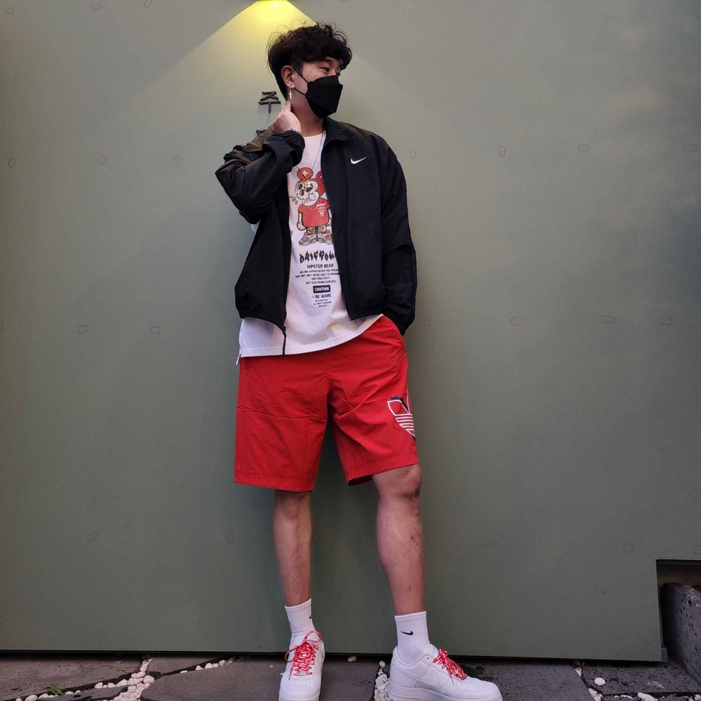 Nike x Supreme Air Force 1 Low White, Nike Starting Five Jacket Black - Asia 착용 스타일 - 4