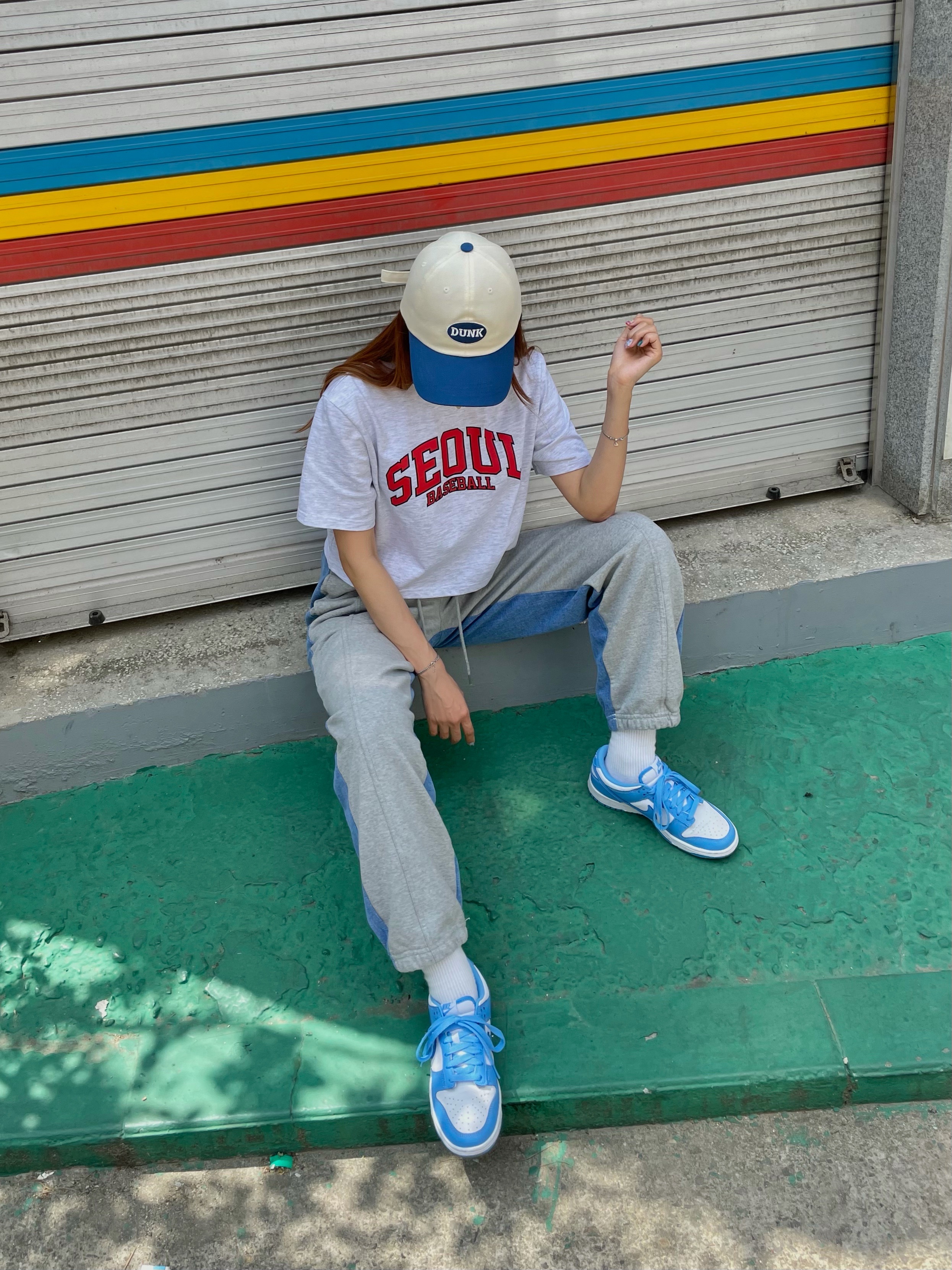 (GS) Nike Dunk Low University Blue 착용 스타일 - 2