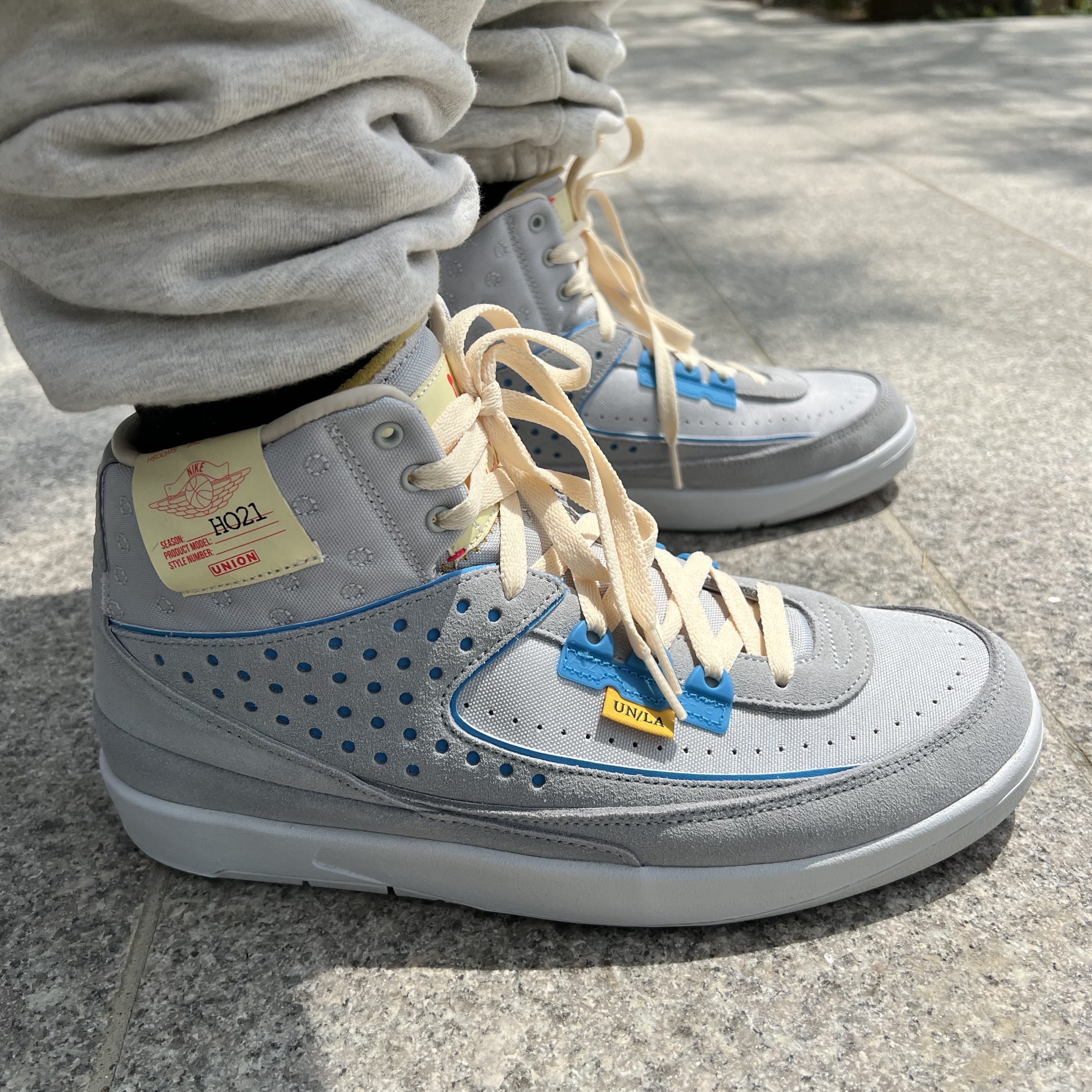 Jordan 2 x Union Retro SP Grey Fog 착용 스타일 - 2