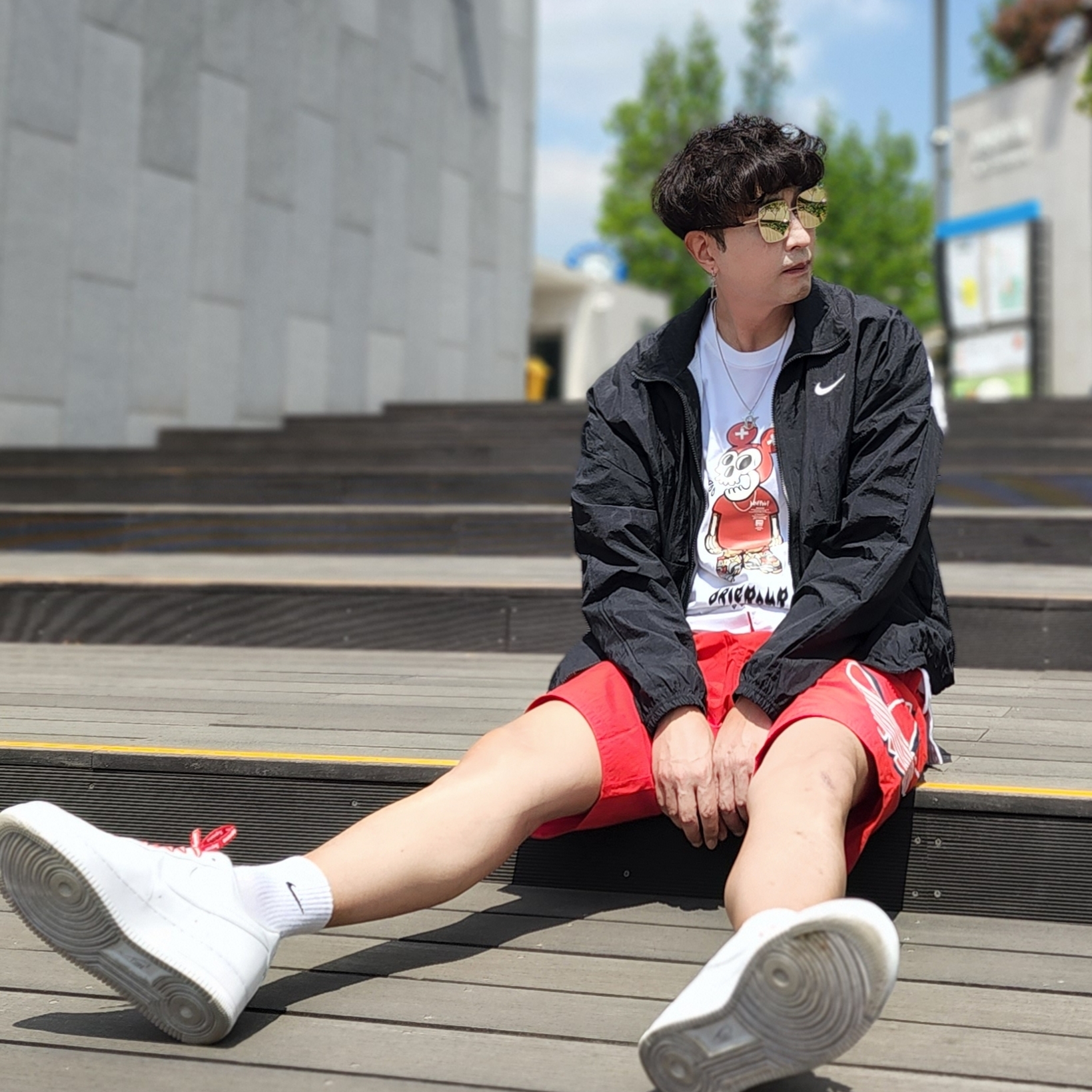 Nike x Supreme Air Force 1 Low White, Nike Starting Five Jacket Black - Asia 착용 스타일 - 2