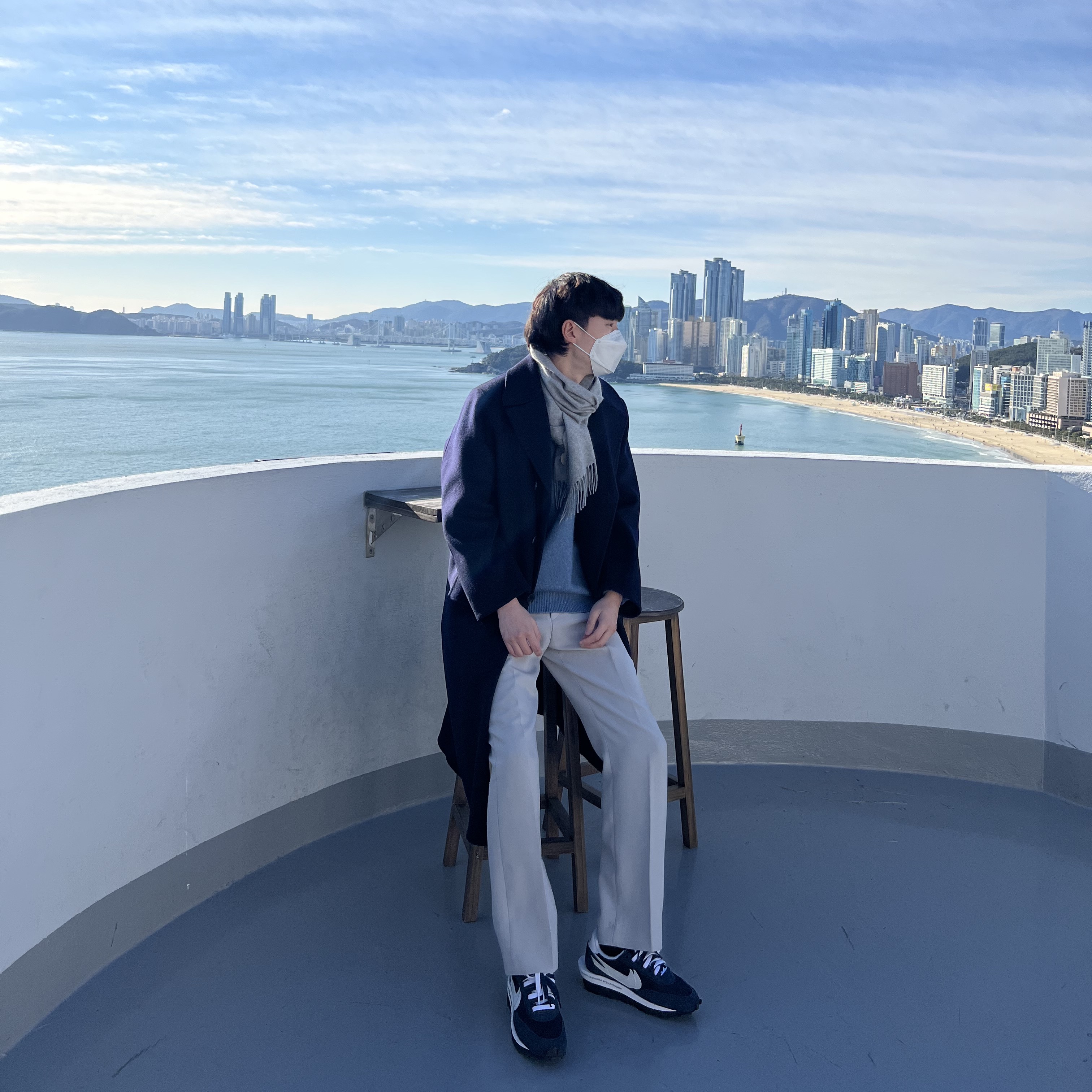 Nike x Sacai x Fragment LDWaffle Blackened Blue 착용 스타일