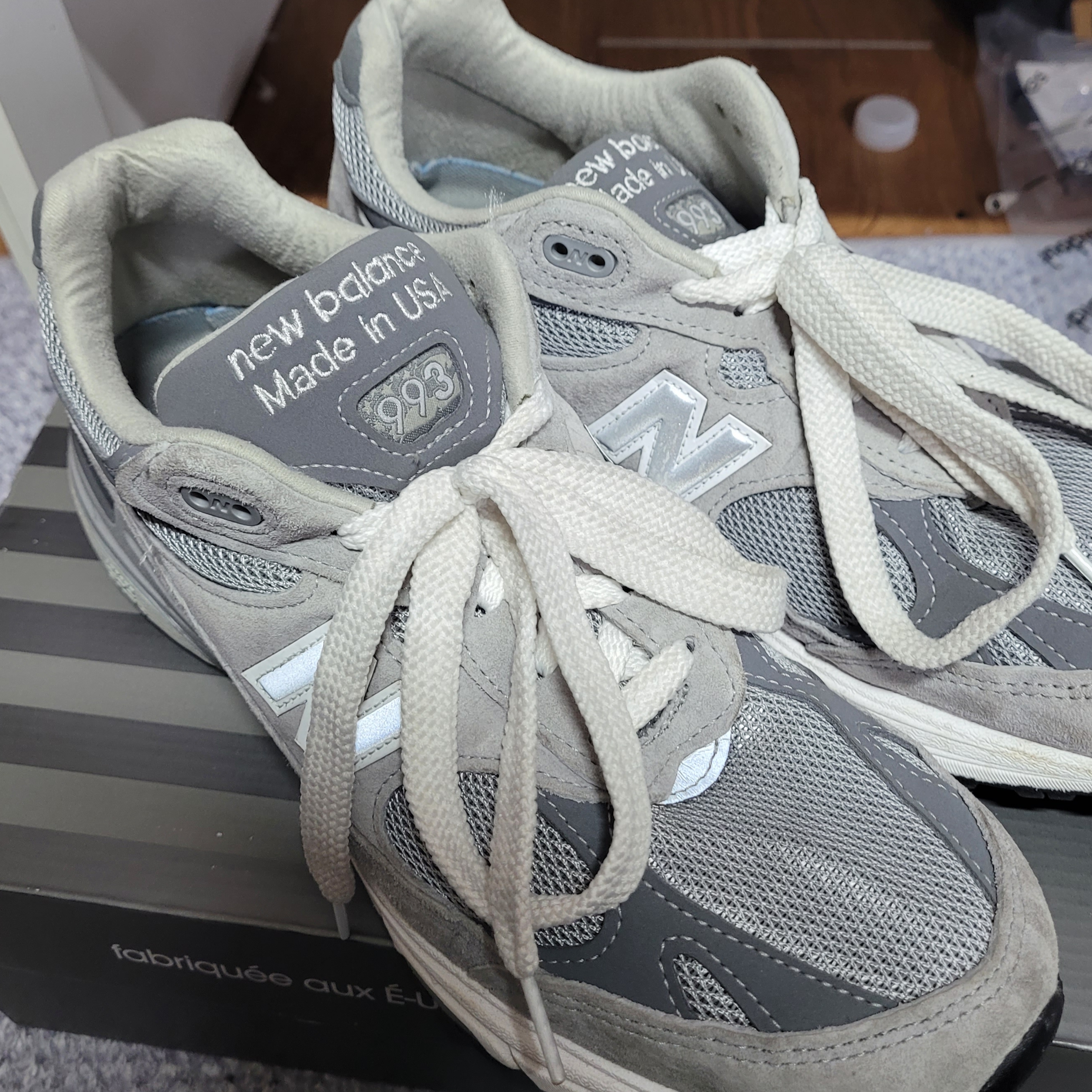 New Balance 993 Made in USA Grey - D Standard 착용 스타일 - 3