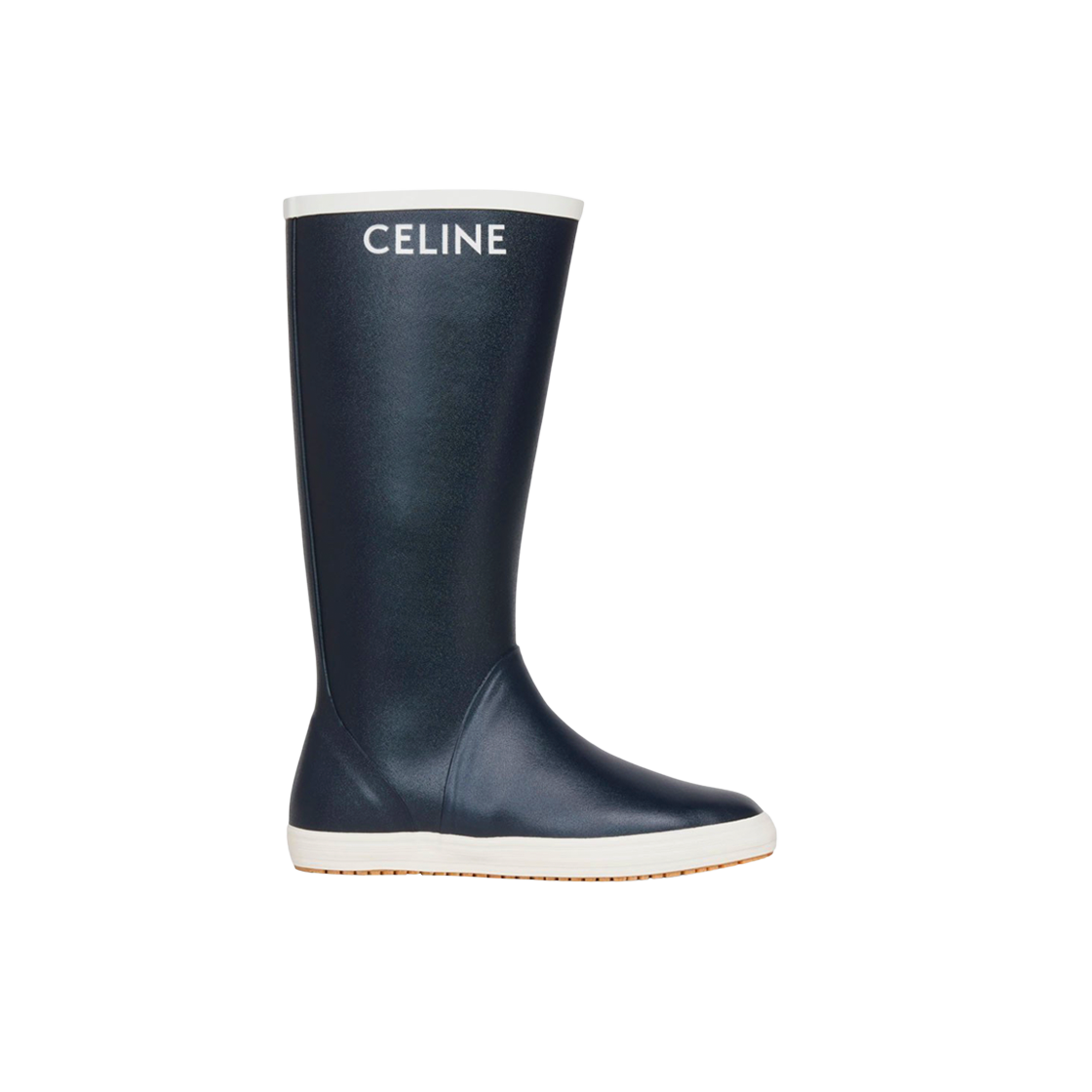 (W) 셀린느 내츄럴 러버 플랫 미드 부츠 레 보테 드 퐁 셀린느 네이비