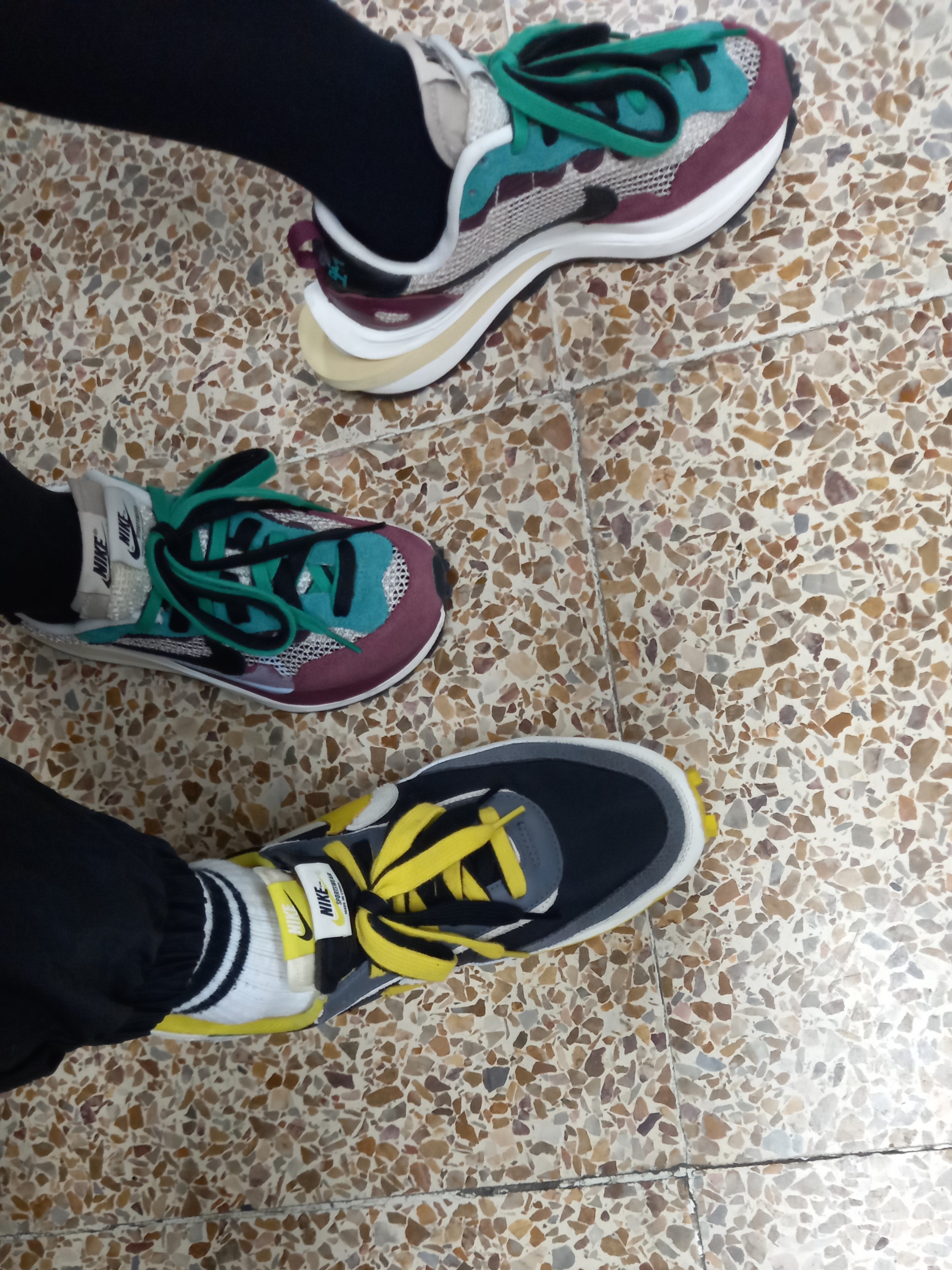 Nike x Sacai VaporWaffle String & Black Villain Red, Nike x Sacai x Undercover LDWaffle Black Bright Citron 착용 스타일 - 3
