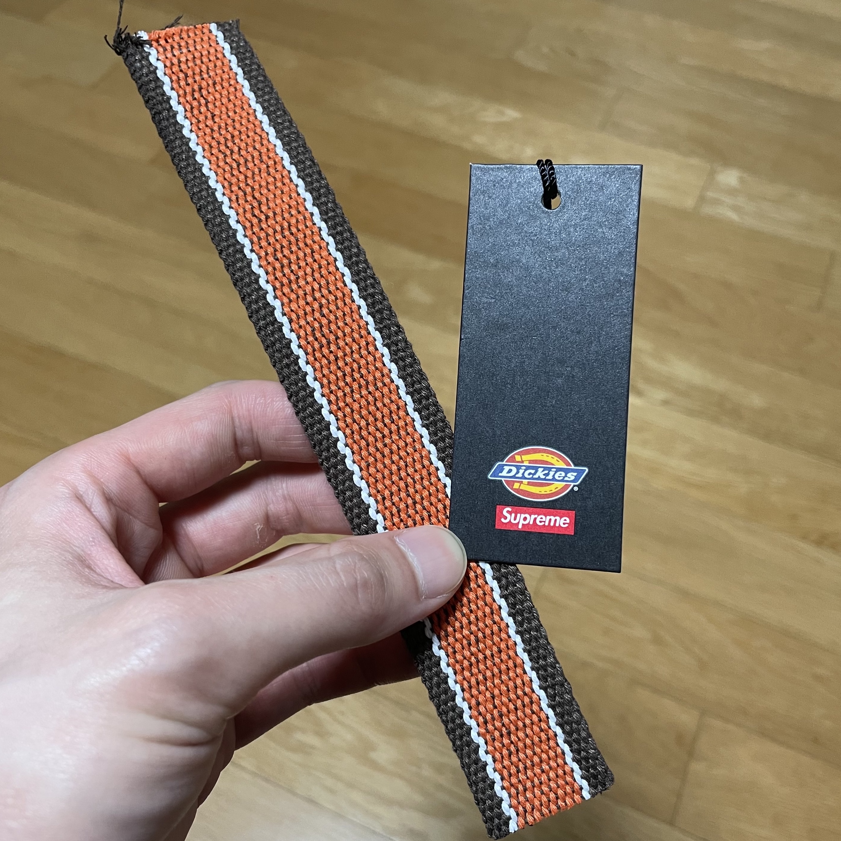 Supreme x Dickies Stripe Webbing Belt Brown - 22SS 착용 스타일