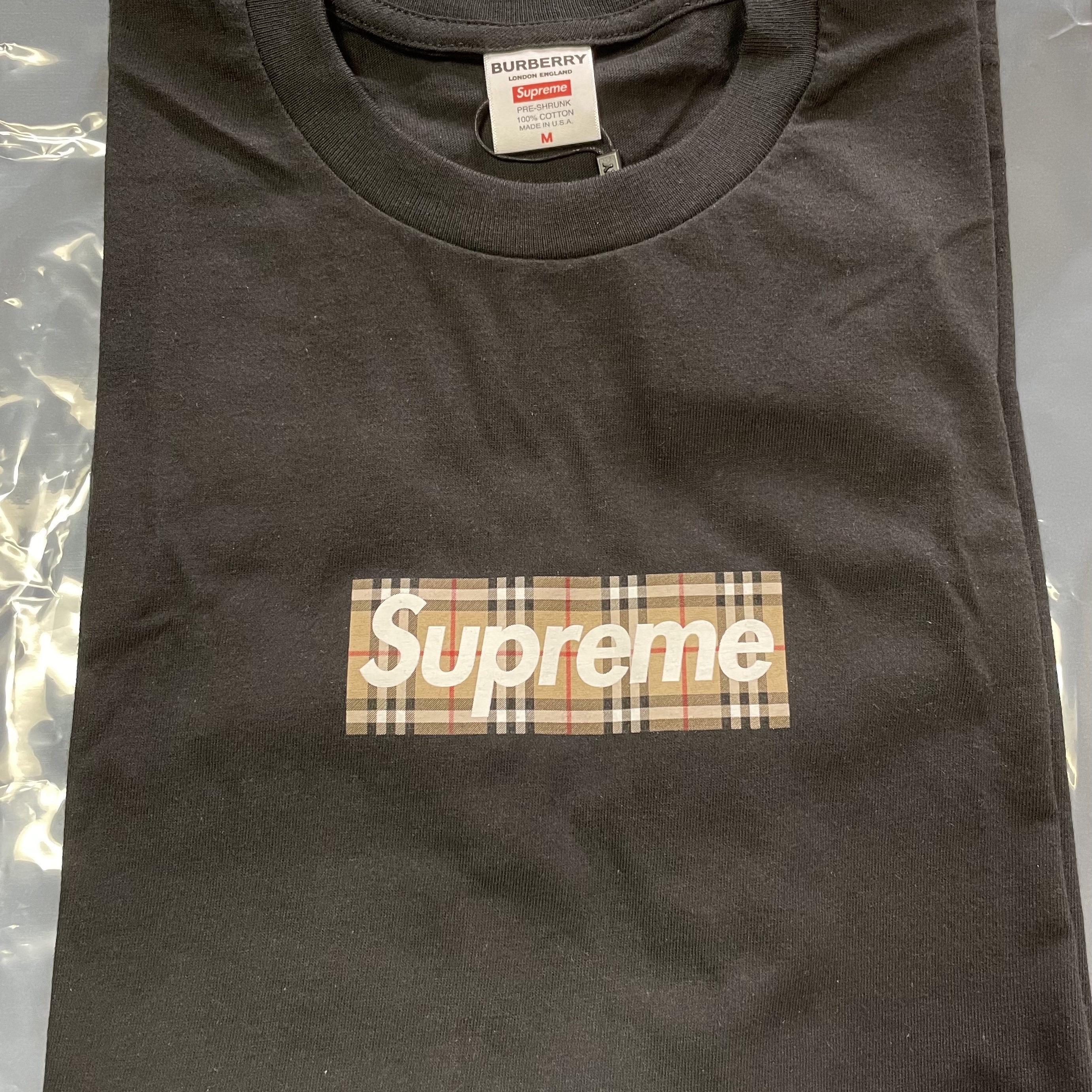 Supreme x Burberry Box Logo T-Shirt Black - 22SS 착용 스타일
