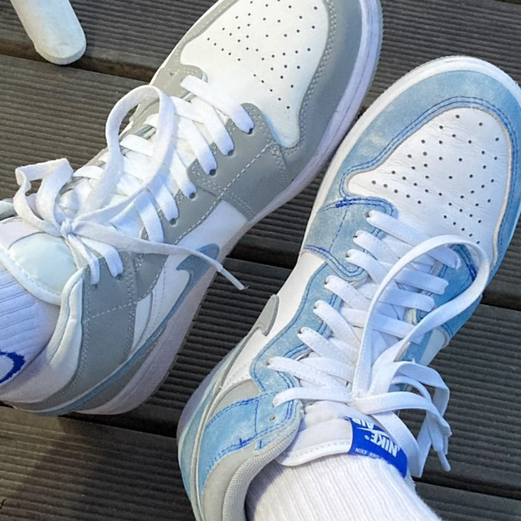 (W) Jordan 1 Mid Wolf Grey, Jordan 1 Retro High OG Hyper Royal 착용 스타일