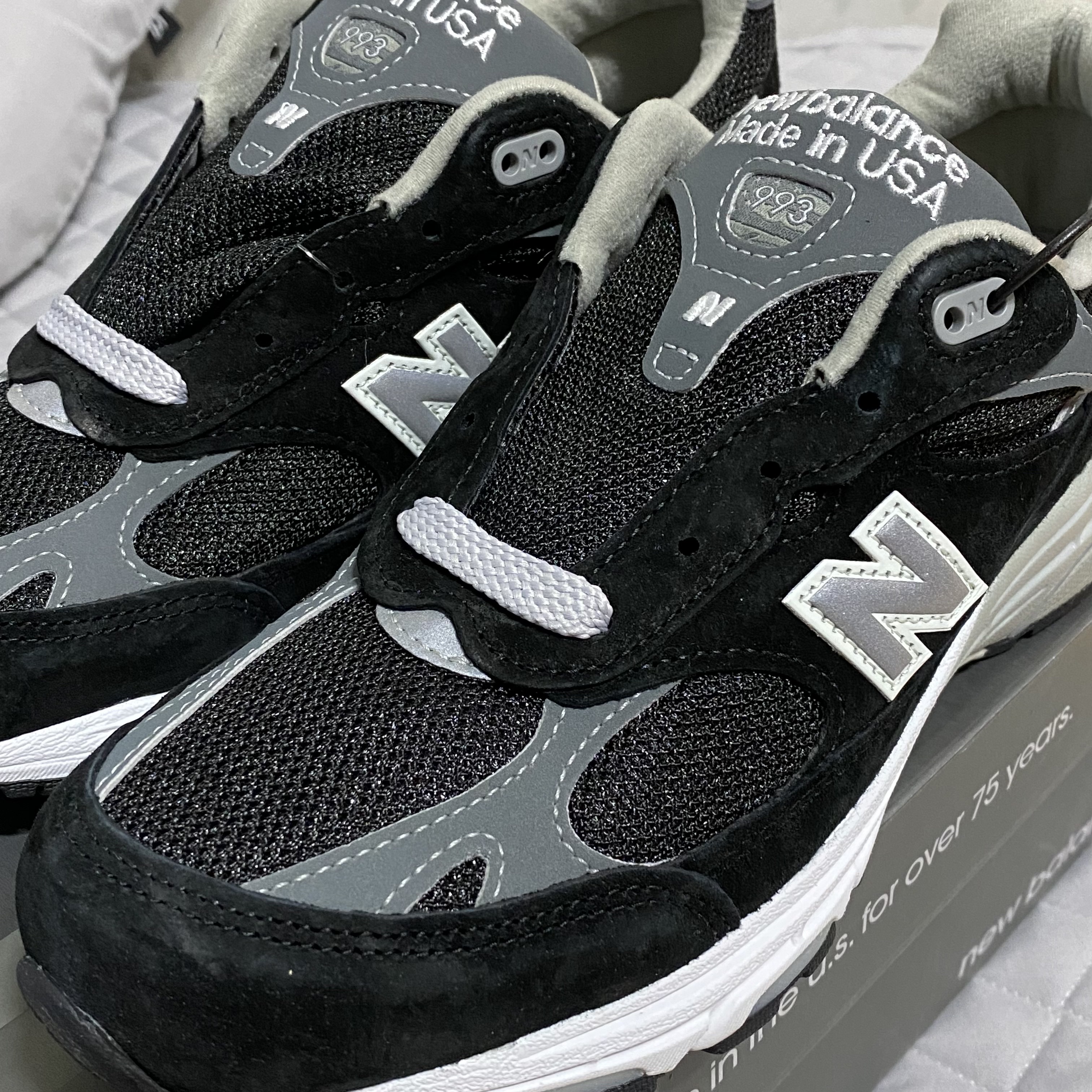 (W) New Balance 993 Made in USA Black - B Standard 착용 스타일 - 1
