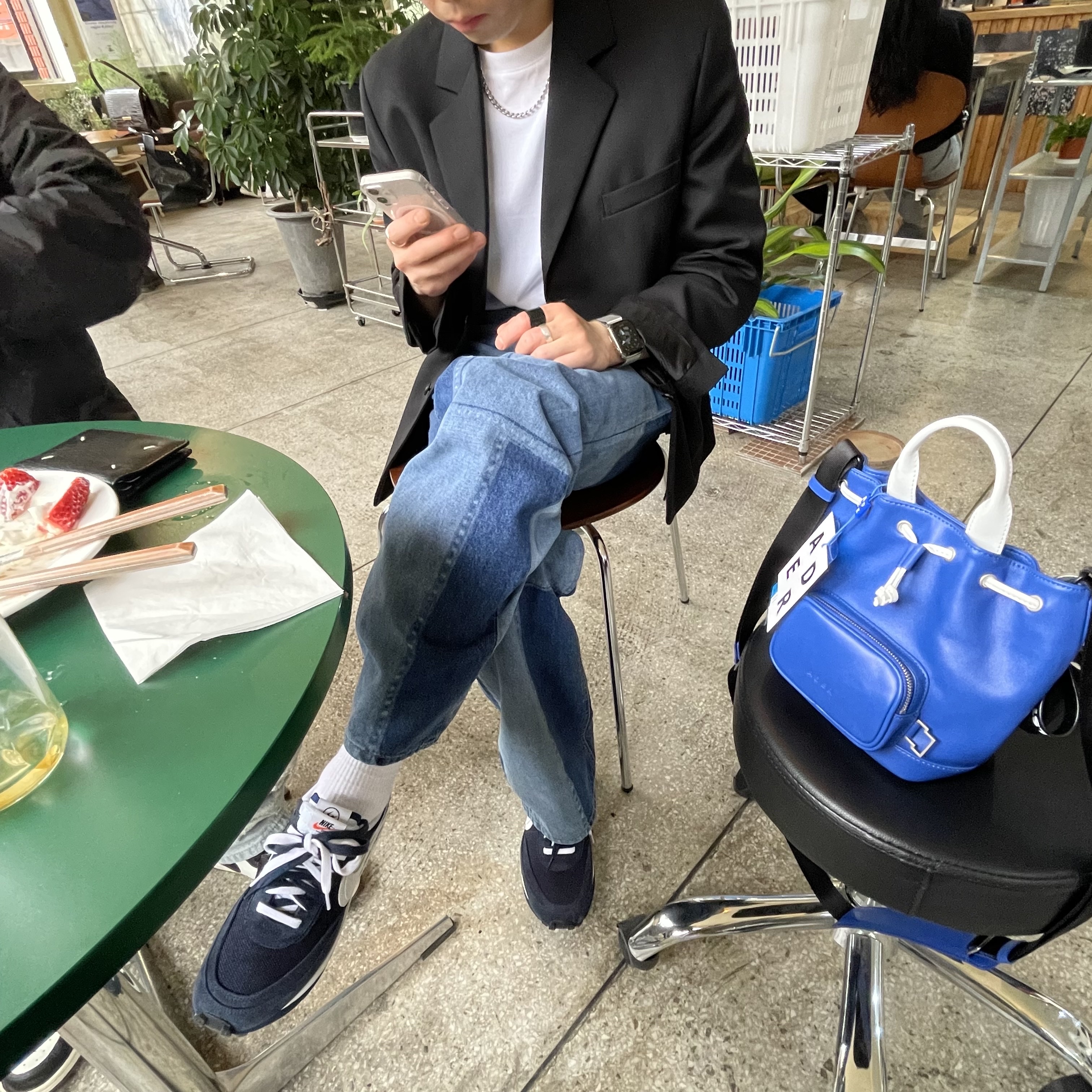 Nike x Sacai x Fragment LDWaffle Blackened Blue 착용 스타일