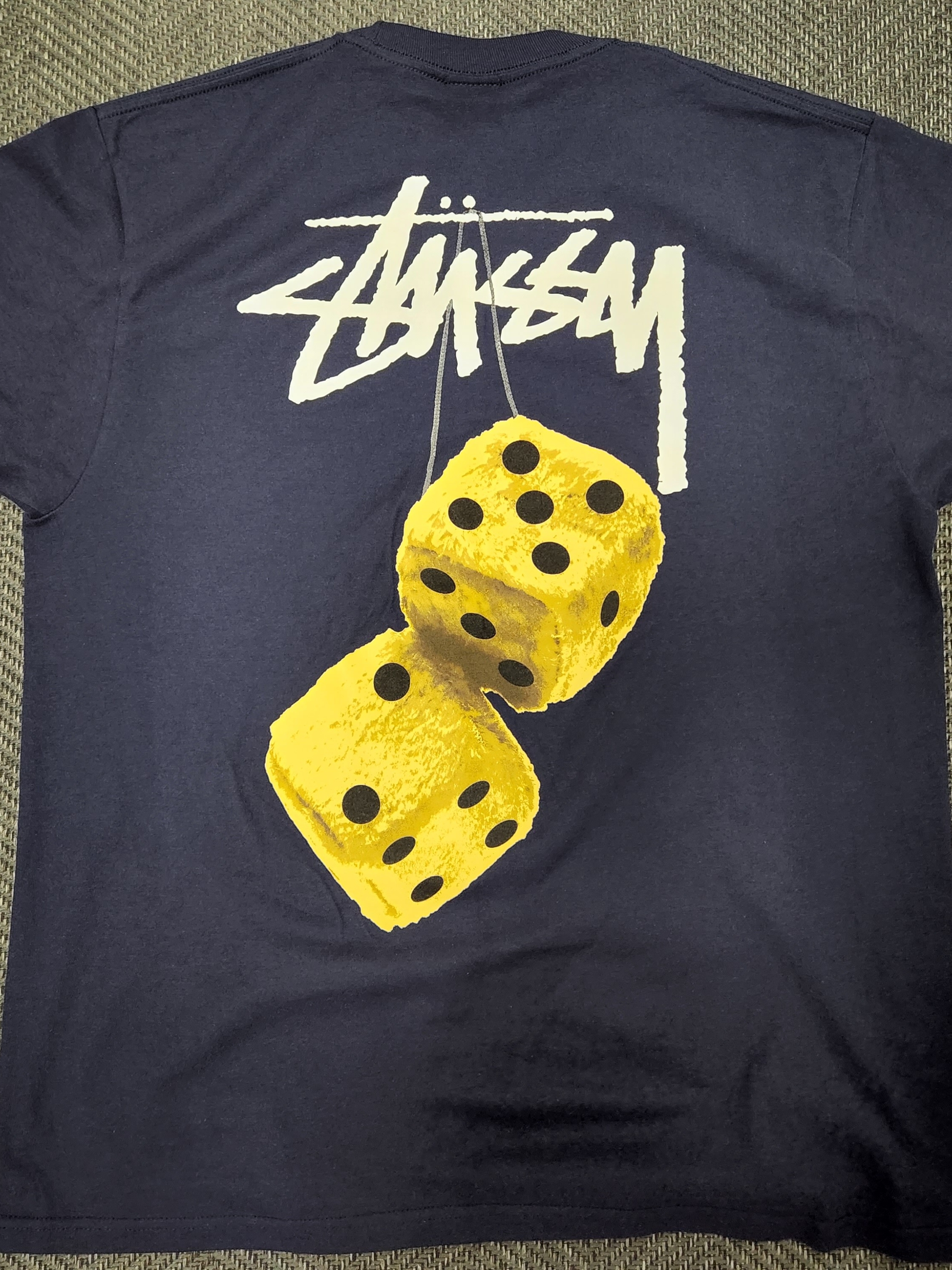 Stussy Fuzzy Dice T-Shirt Navy 착용 스타일