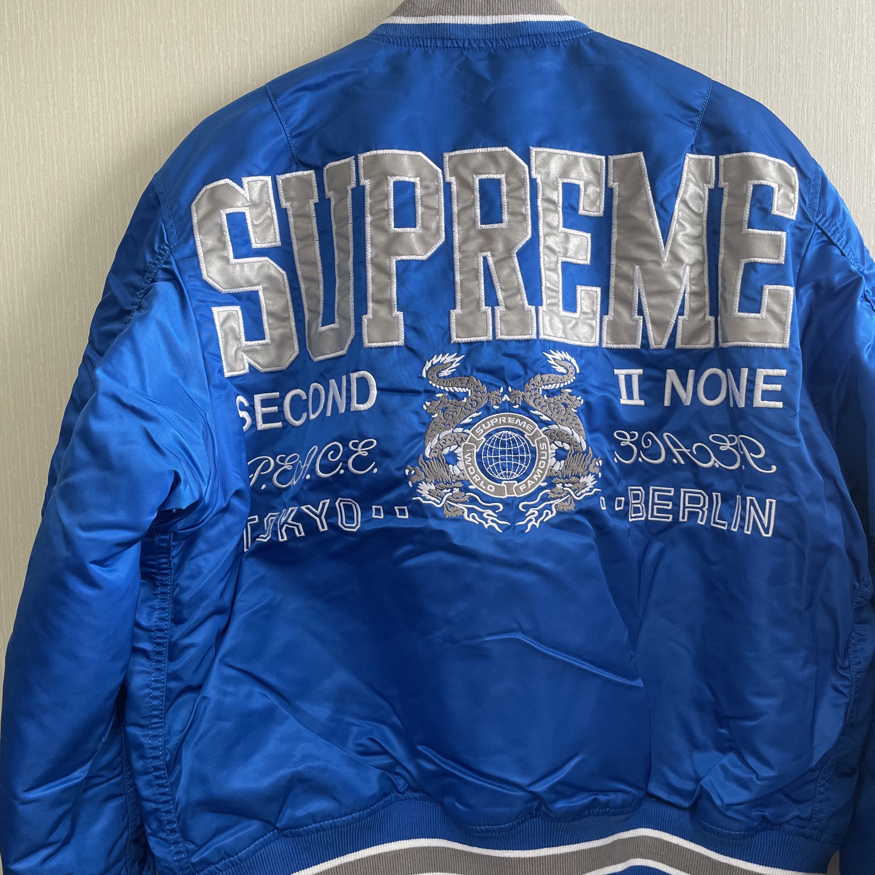 Supreme Second To None MA-1 Jacket Blue - 22SS 착용 스타일 - 1