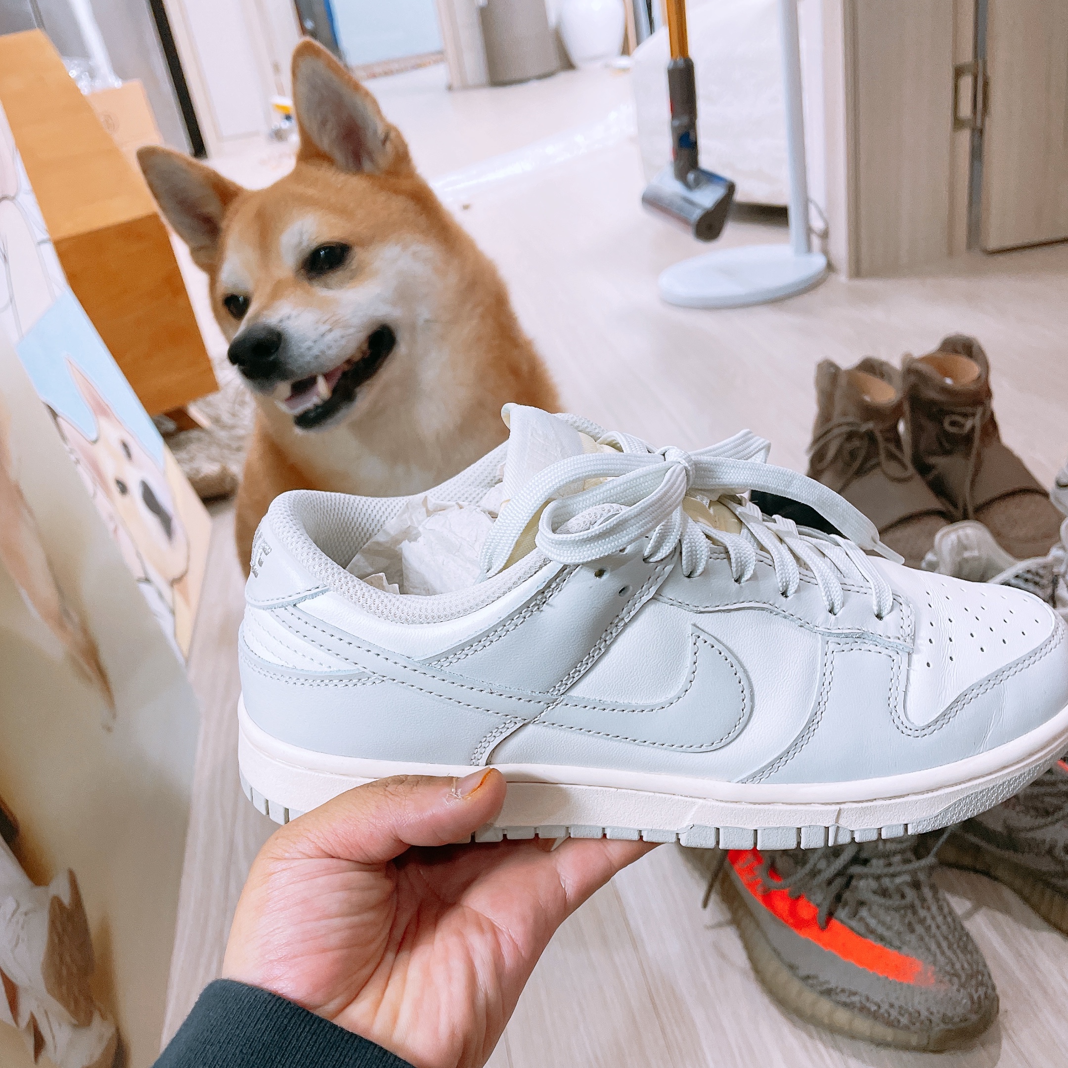 (W) Nike Dunk Low Light Bone 착용 스타일 - 1