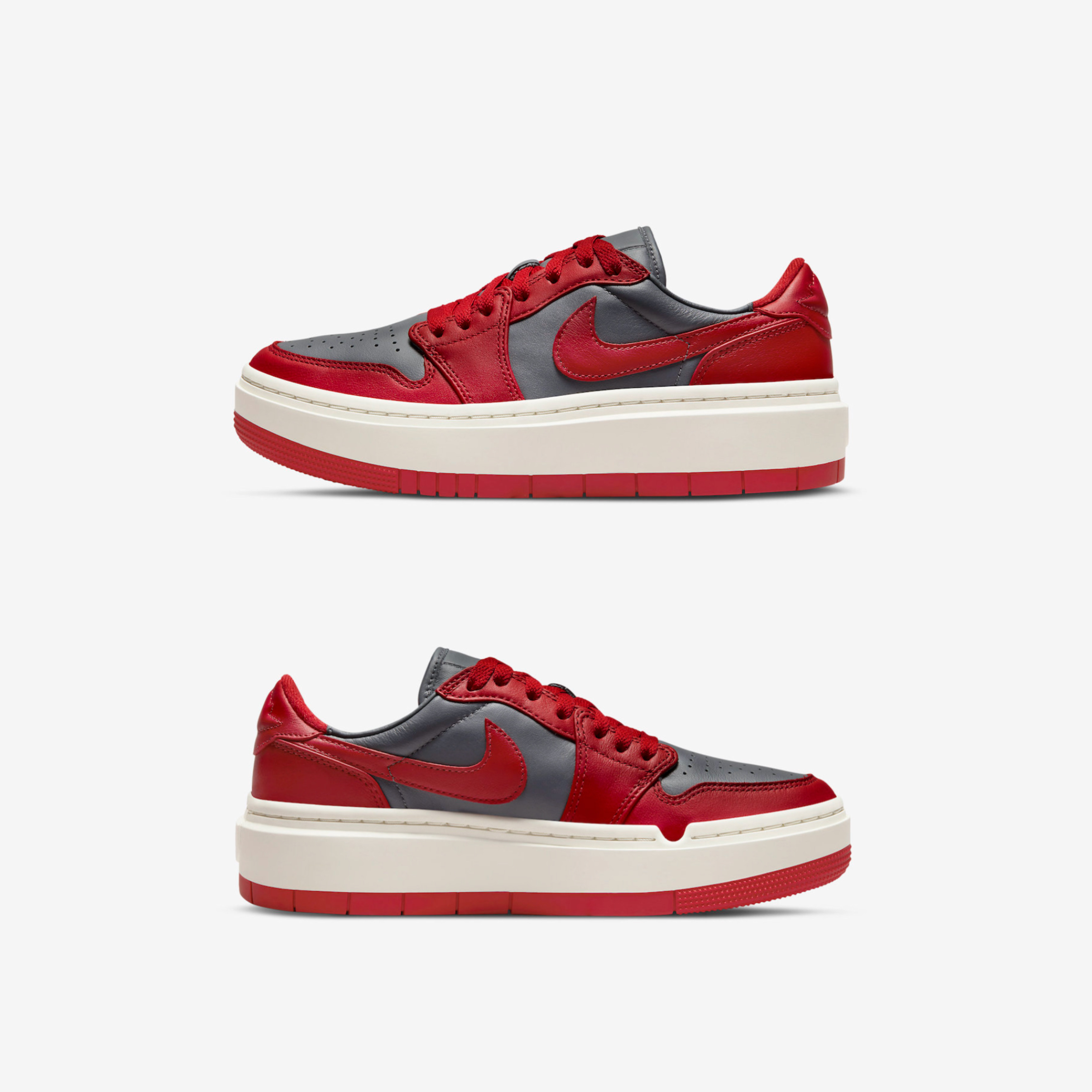 (W) Jordan 1 Elevate Low Dark Grey Varsity Red 착용 스타일 - 3