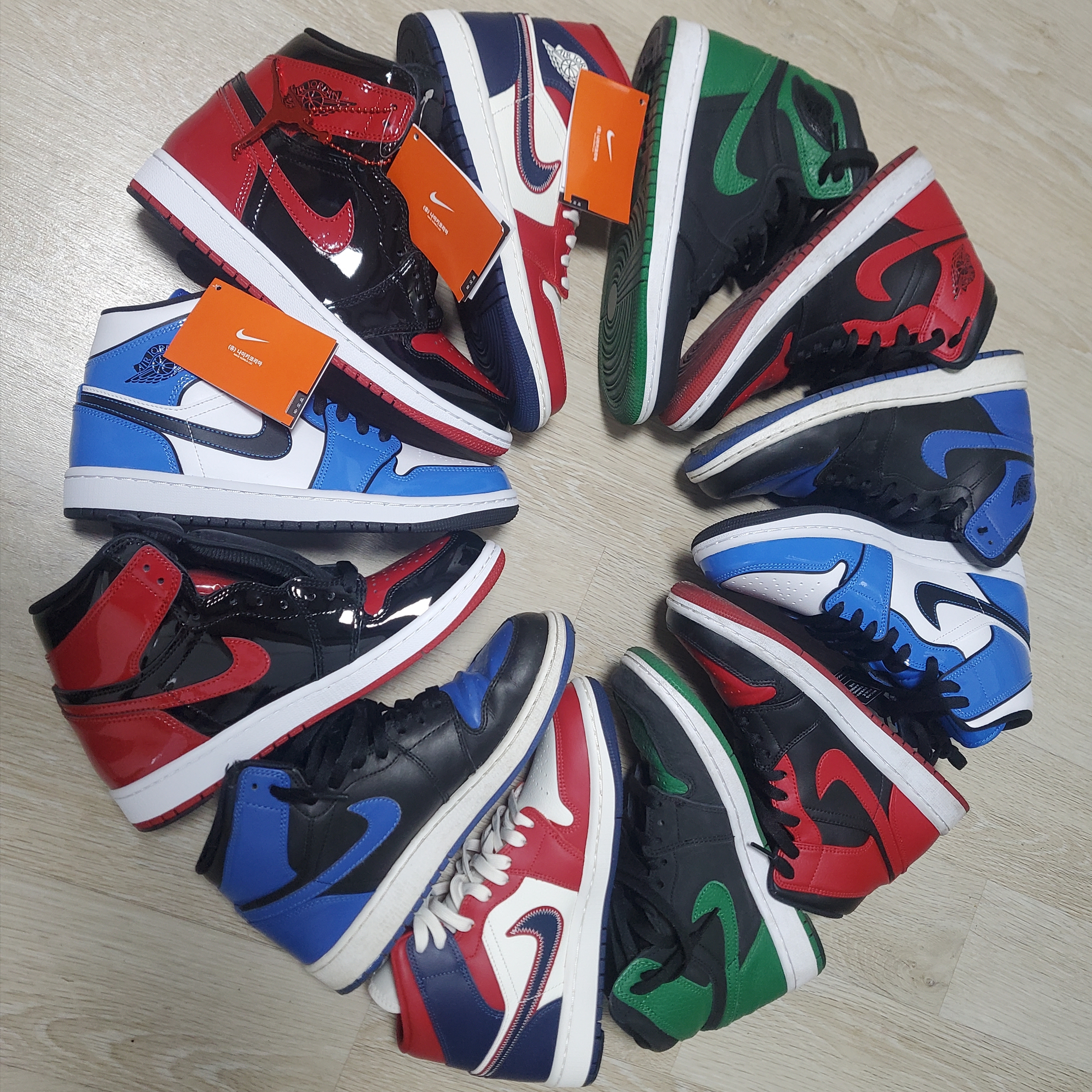 (GS) Jordan 1 Retro Royal 2017, Jordan 1 Retro High OG Patent Bred 착용 스타일