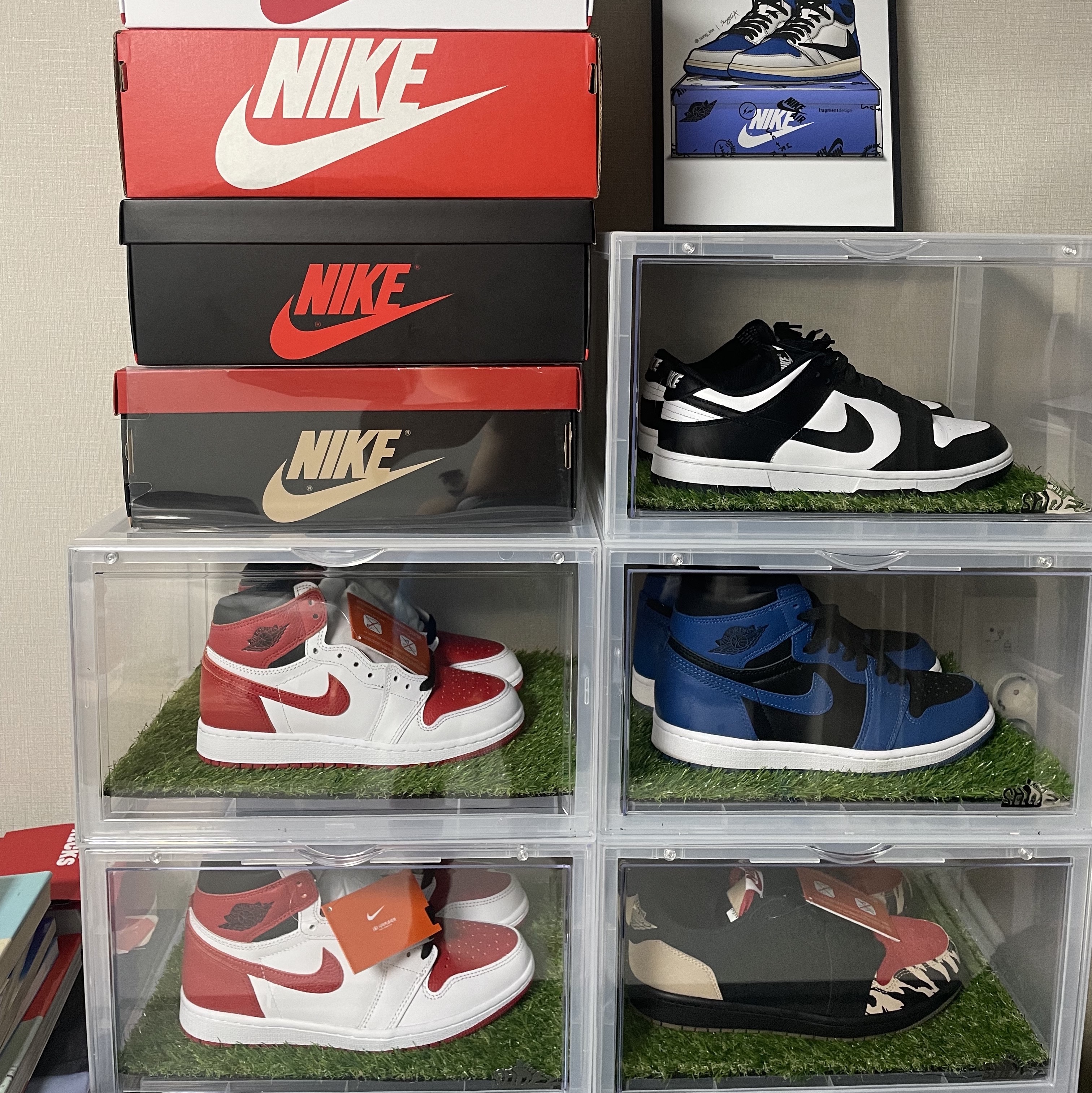 Jordan 1 Retro High OG Dark Marina Blue, Nike Dunk Low Retro Black 착용 스타일
