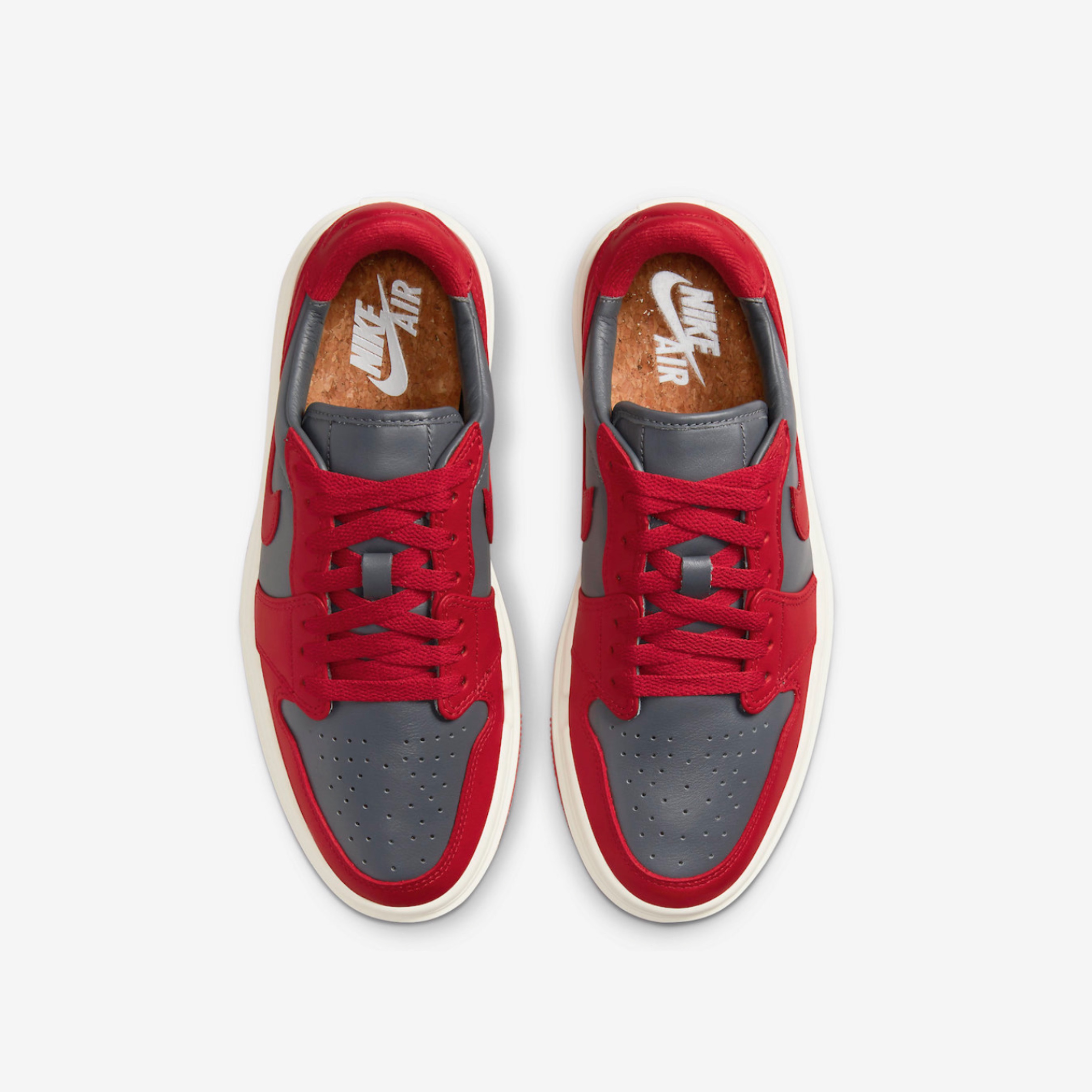 (W) Jordan 1 Elevate Low Dark Grey Varsity Red 착용 스타일 - 4