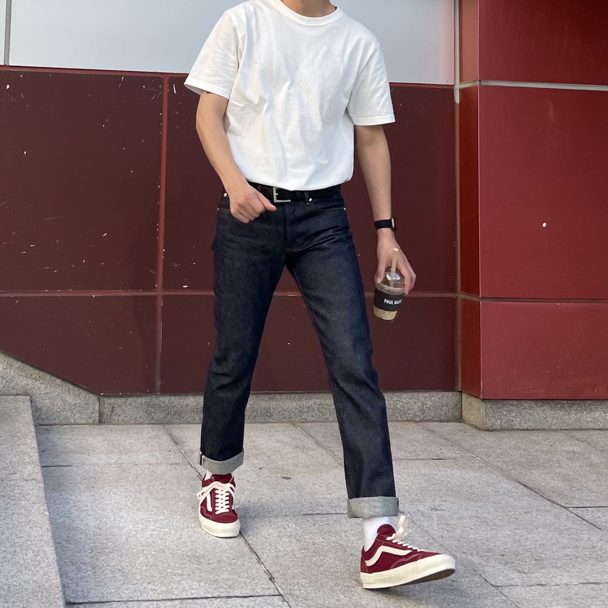 Vans Vault OG Style 36 LX Suede Canvas Pomegranate 착용 스타일