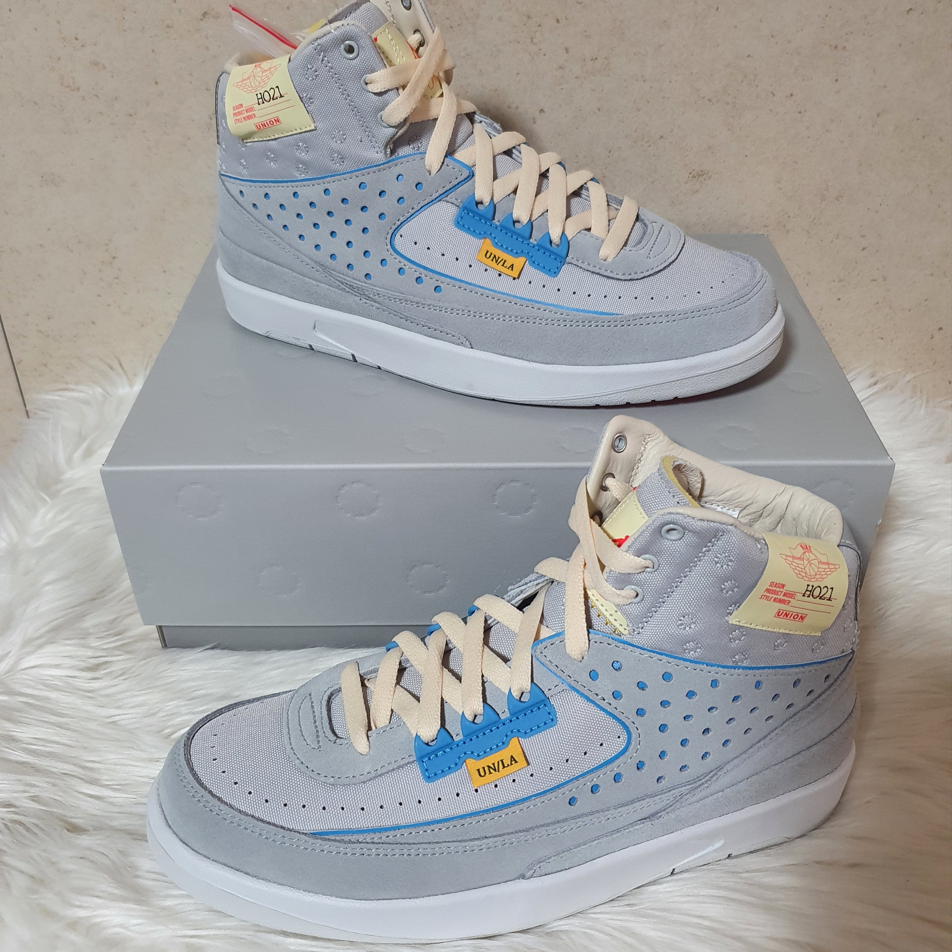 Nike x Union Dunk Low Passport Pack Argon, Jordan 2 x Union Retro SP Grey Fog 착용 스타일 - 2