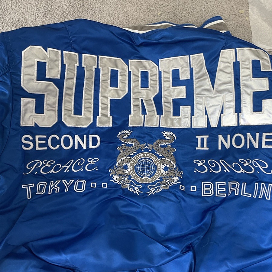 Supreme Second To None MA-1 Jacket Blue - 22SS 착용 스타일 - 3