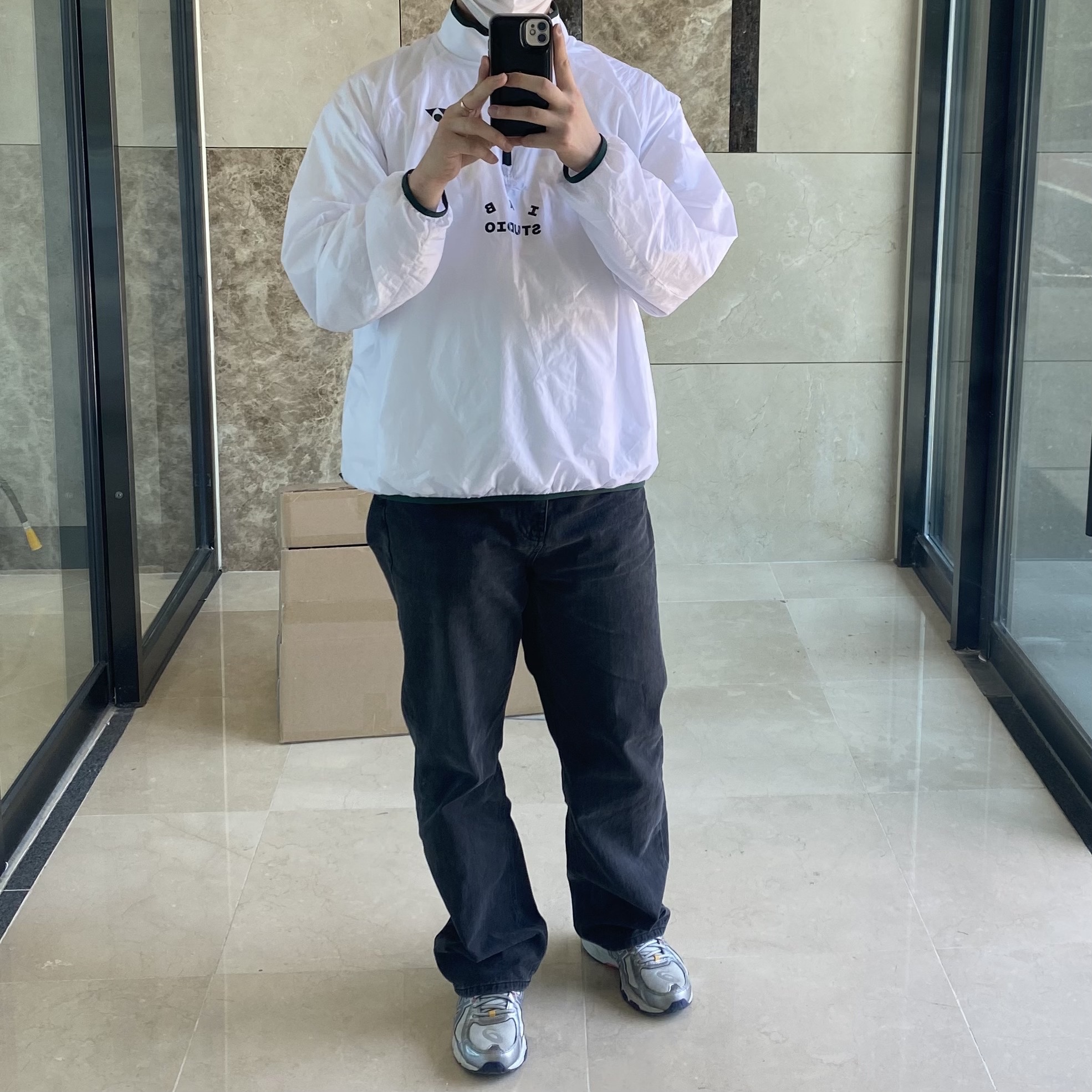 IAB Studio x Yonex Woven Pullover White, Asics x IAB Studio Gel-Venture 6 착용 스타일 - 1