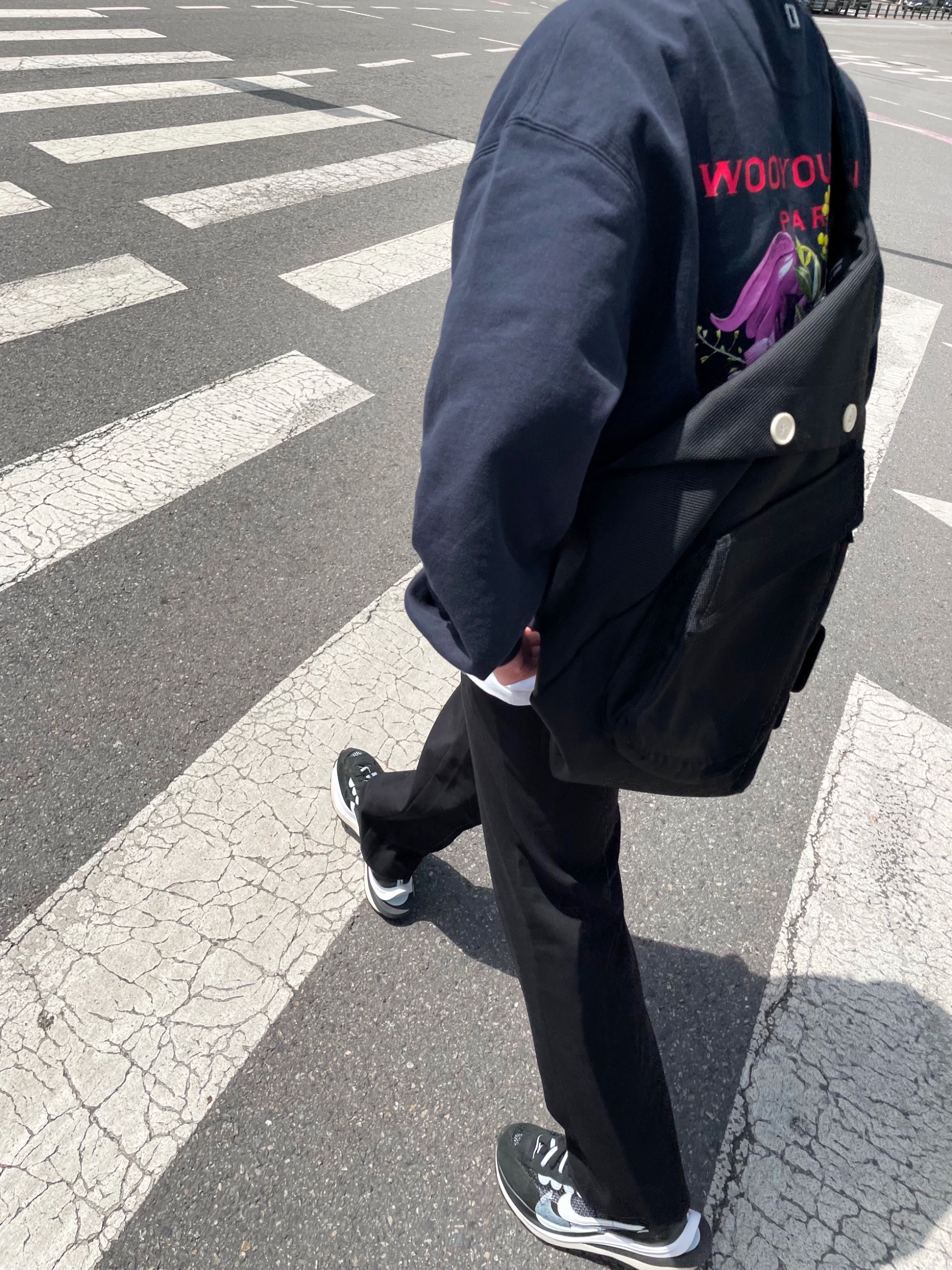 Nike x Sacai VaporWaffle Black White 착용 스타일