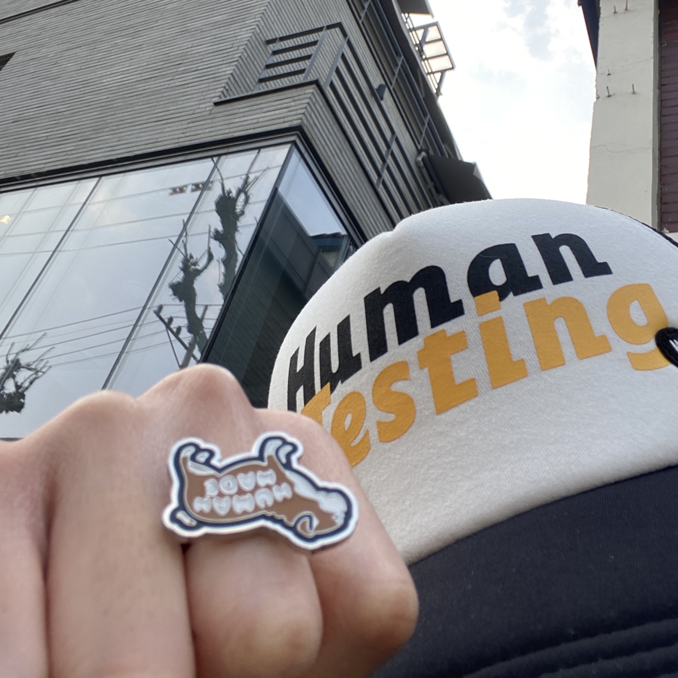 Human Made x A$AP Rocky Human Testing Mesh Cap Black White, Human Made Animal Ring Dog Brown 착용 스타일