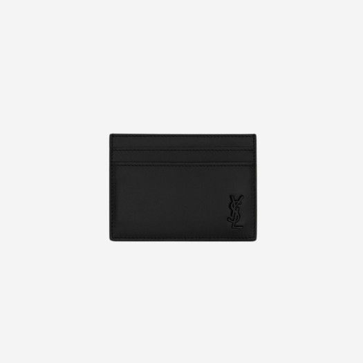Saint Laurent Tiny Black Monogram Card Case in Matte Leather Black
