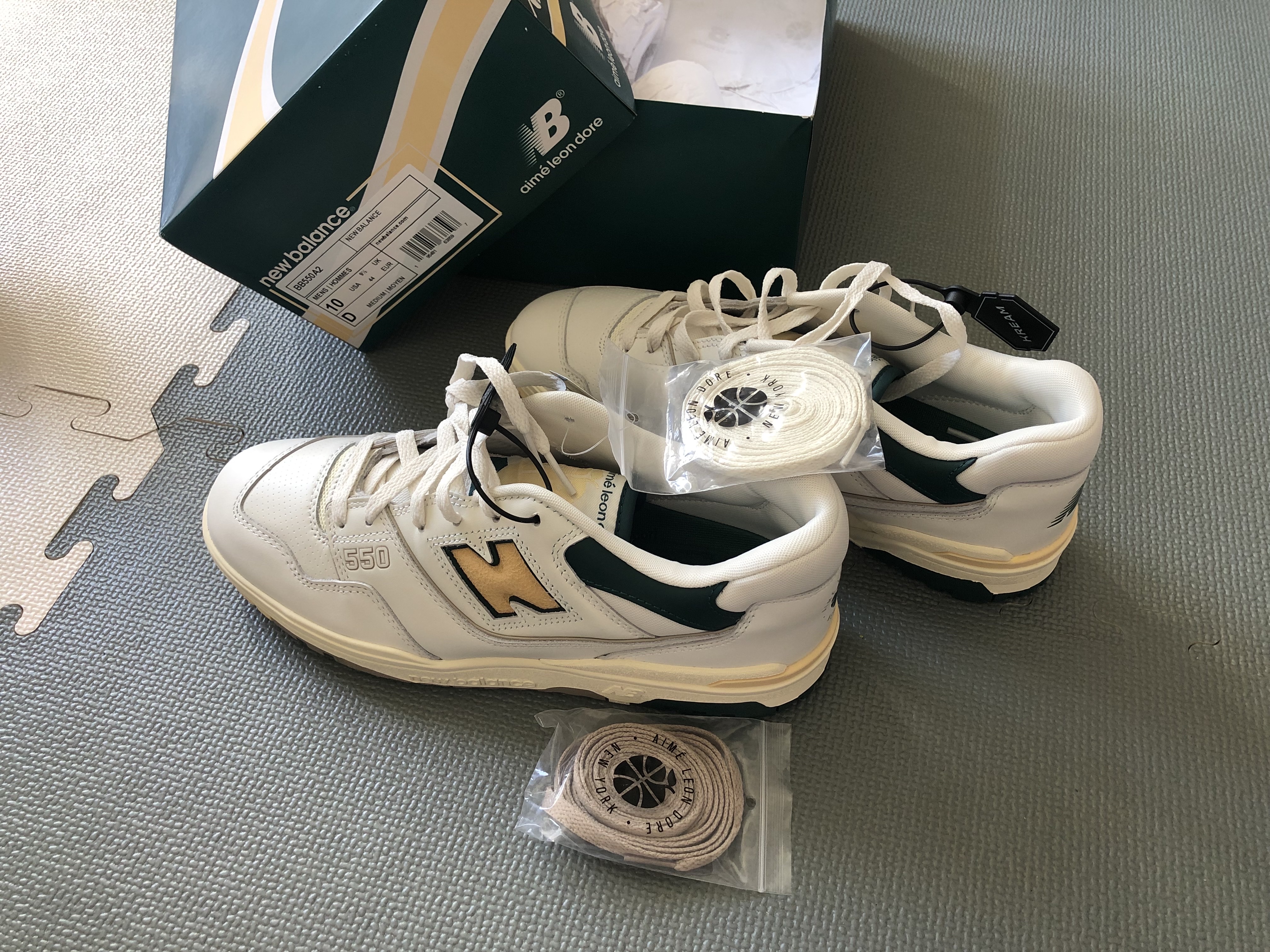 New Balance x Aime Leon Dore 550 Green Yellow 착용 스타일