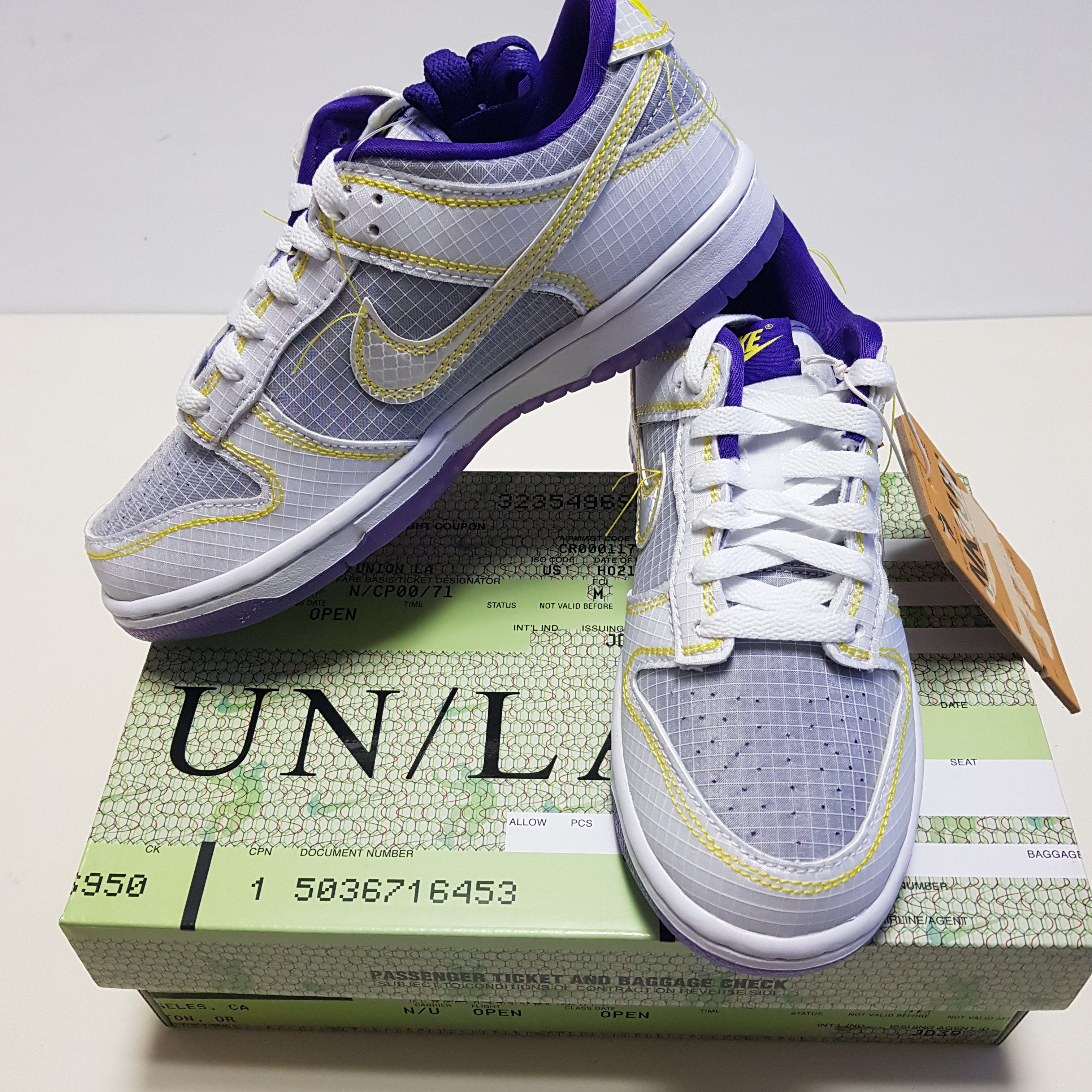 Nike x Union Dunk Low Passport Pack Court Purple White 착용 스타일 - 2