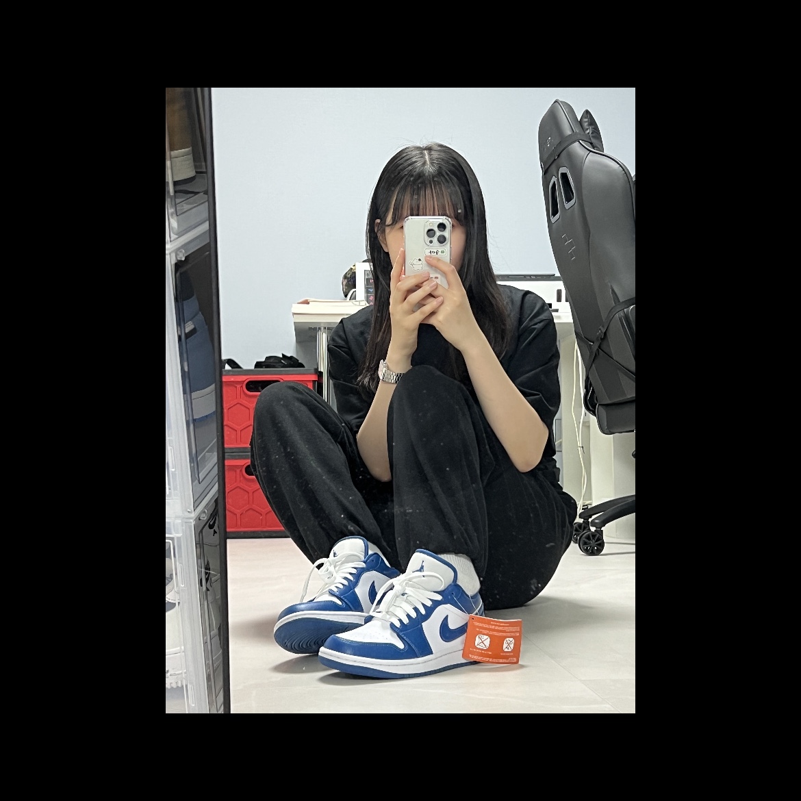 (W) Jordan 1 Low White Dark Marina Blue 착용 스타일