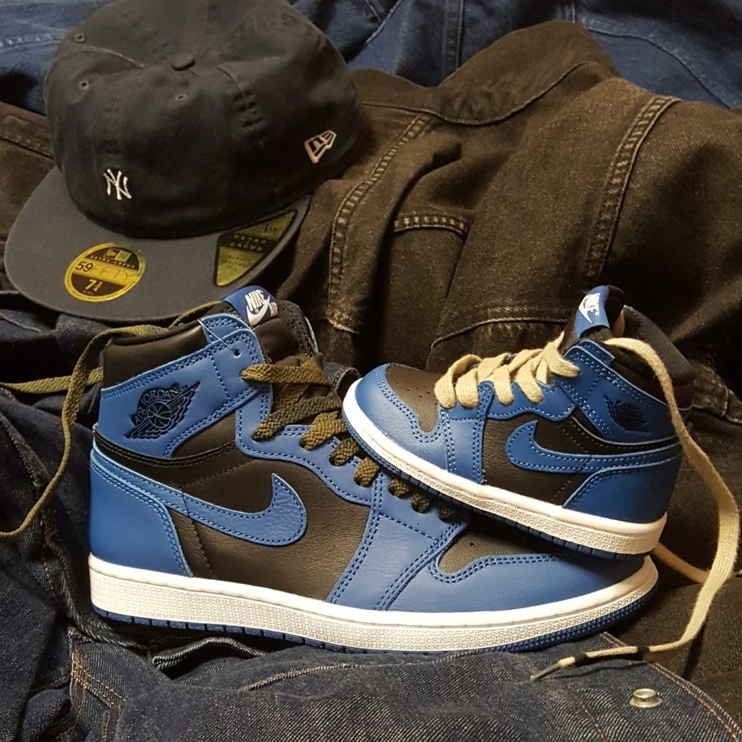 (TD) Jordan 1 Retro High OG Dark Marina Blue, Jordan 1 Retro High OG Dark Marina Blue 착용 스타일 - 3