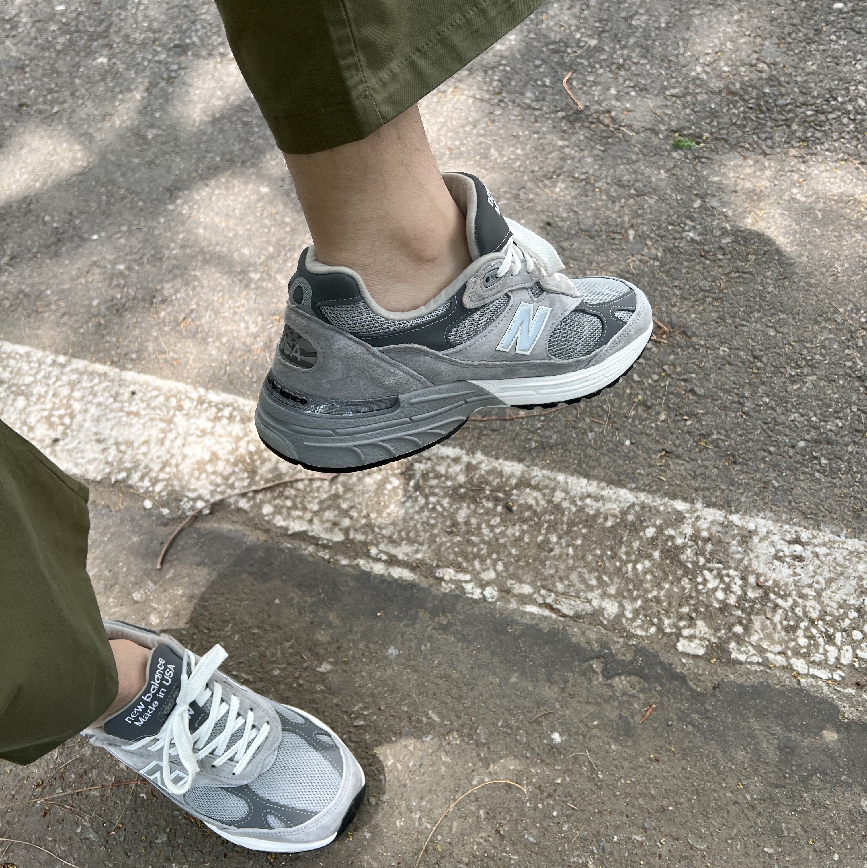 New Balance 993 Made in USA Grey - D Standard 착용 스타일 - 1