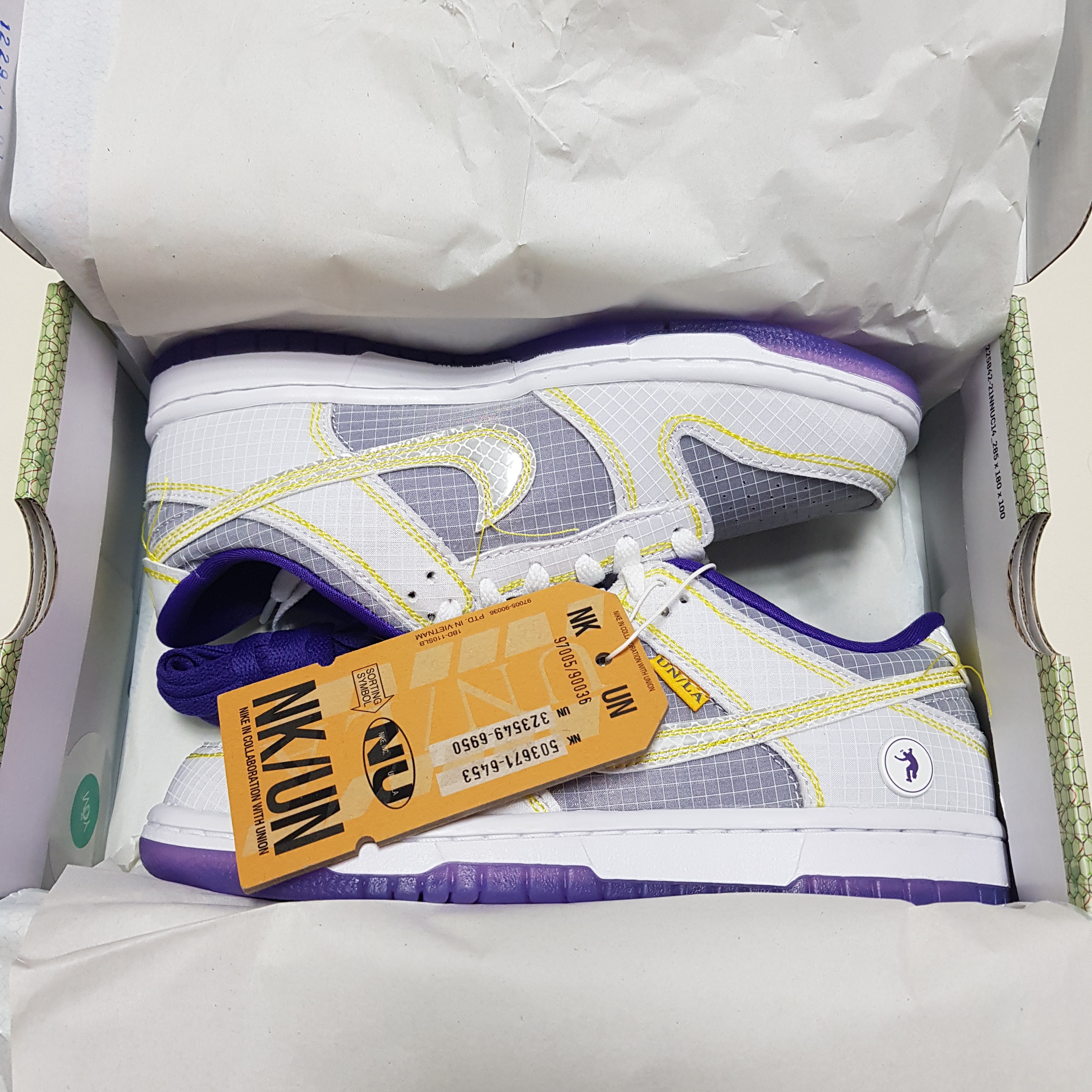 Nike x Union Dunk Low Passport Pack Court Purple White 착용 스타일 - 1
