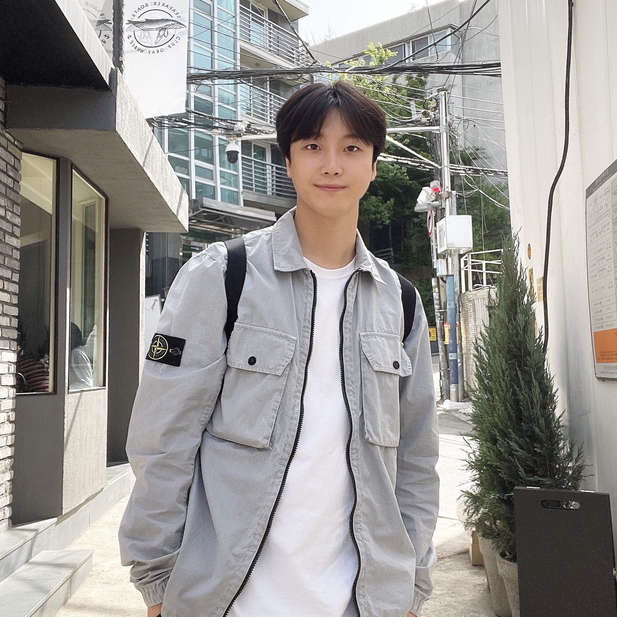 Stone Island 113WN T.CO+OLD Overshirt Light Grey - 21FW 착용 스타일