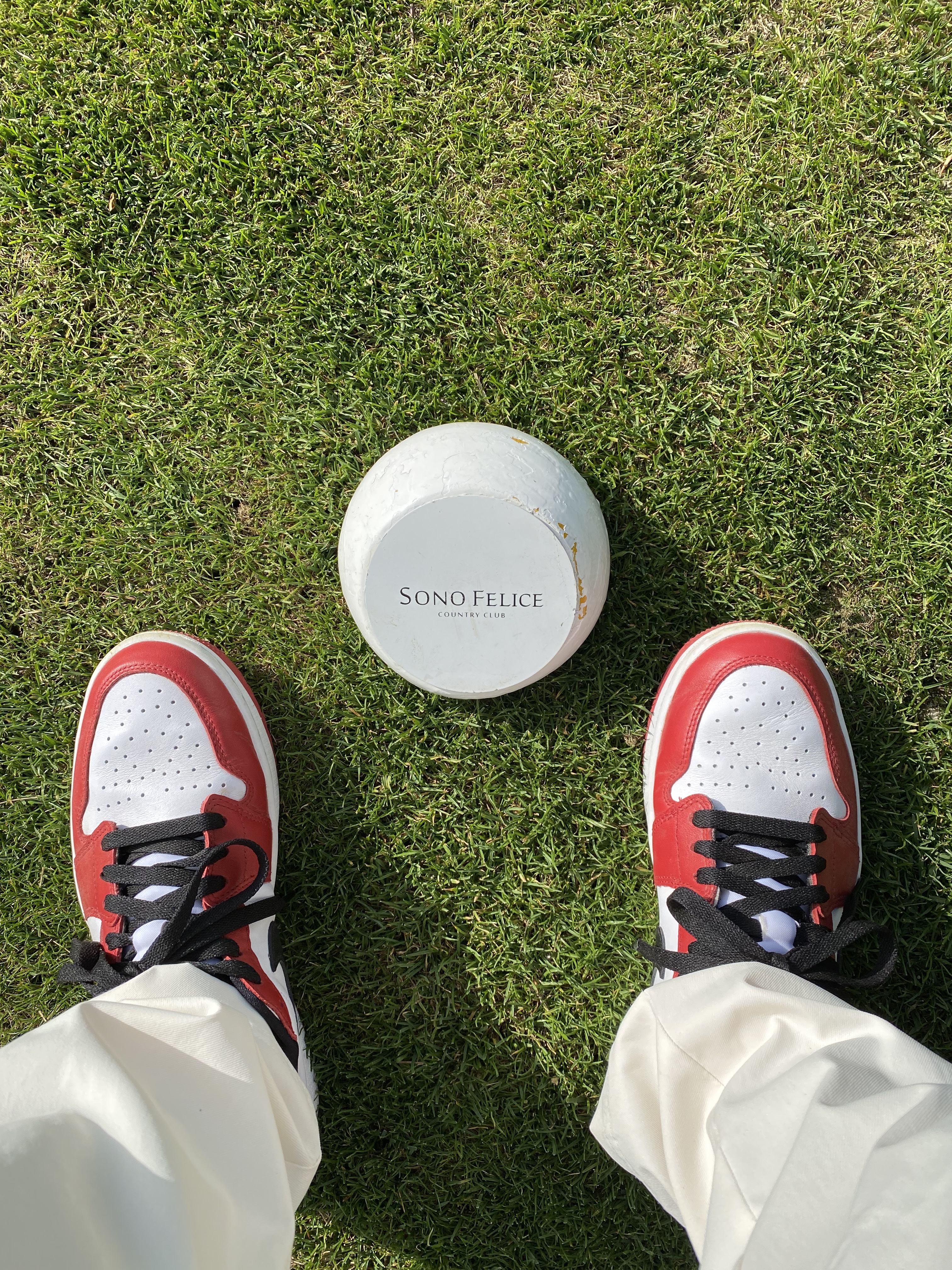 Jordan 1 Low Golf Chicago, Malbon Golf Buckets Ball Case Ivory 착용 스타일 - 3